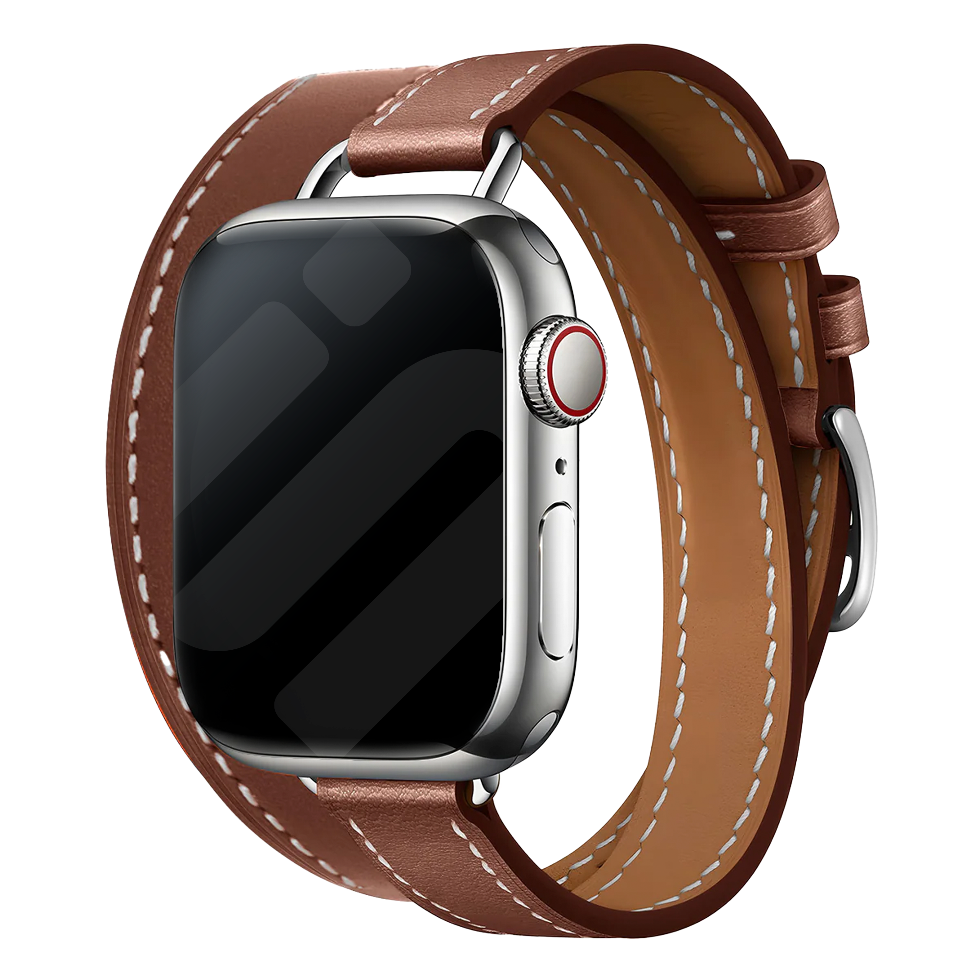 Apple Watch Leather Strap With Double Tour In Rich Brown