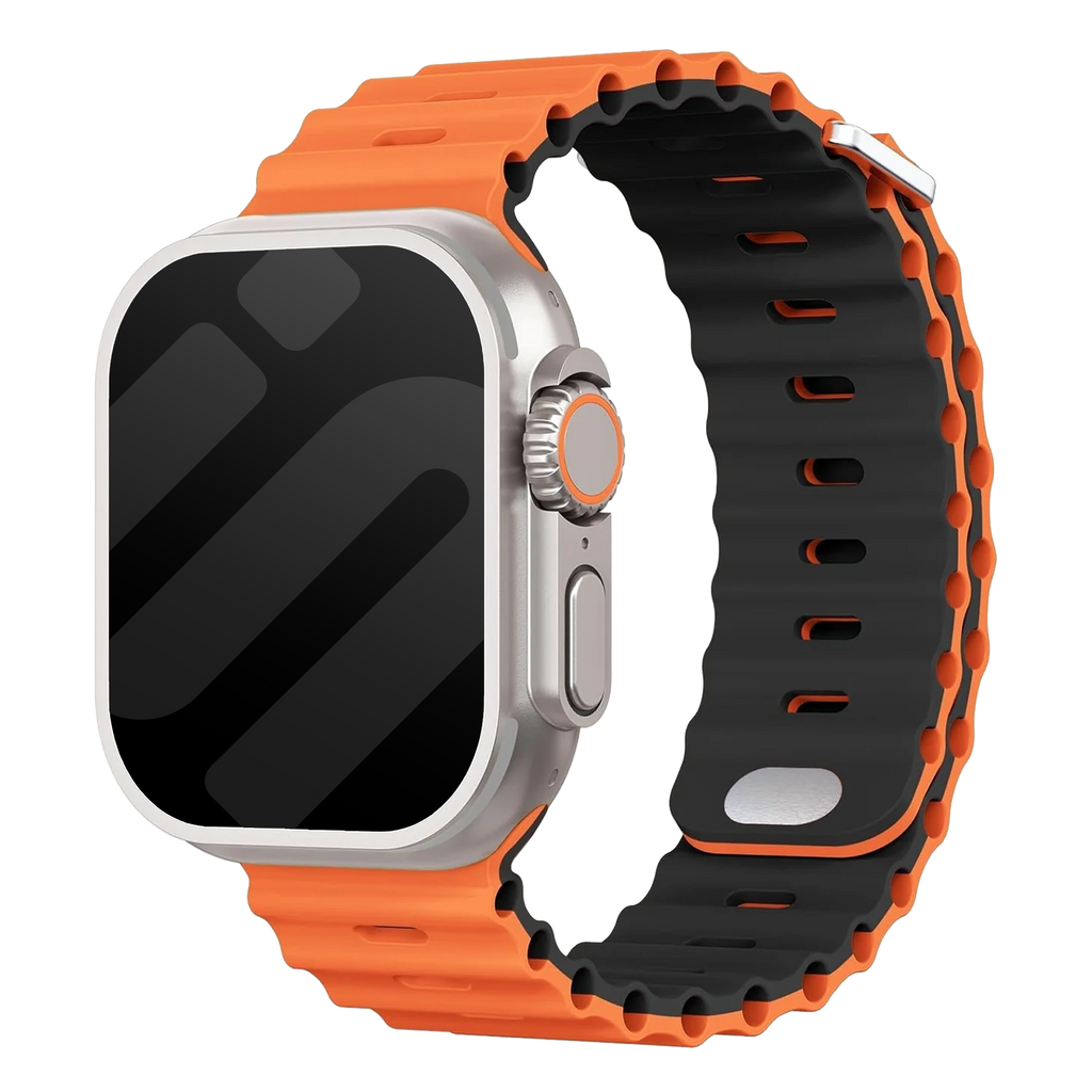 Apple Watch Ocean Band With Snap Closure In Orange And Black