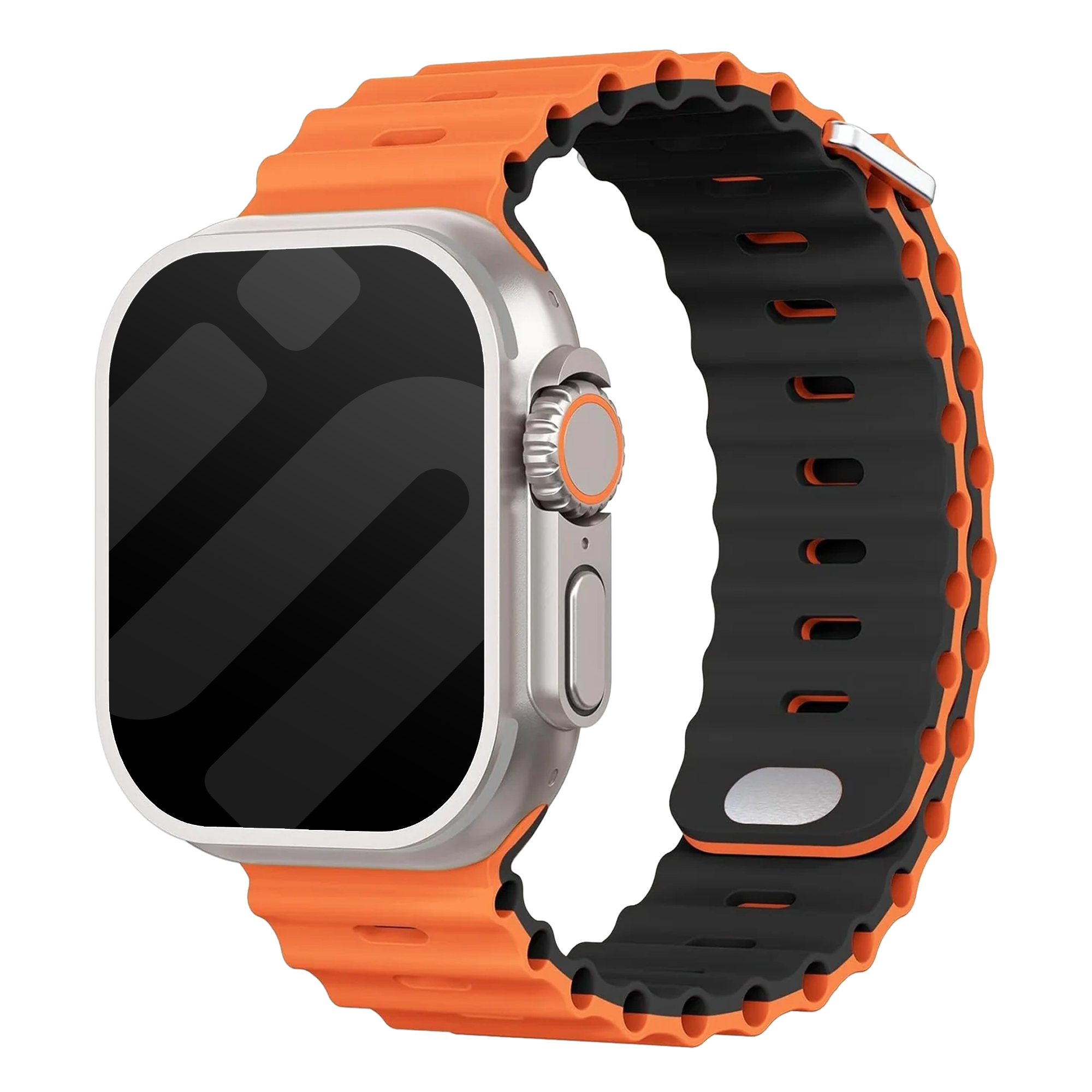 Apple Watch Ocean Band With Snap Closure In Orange And Black
