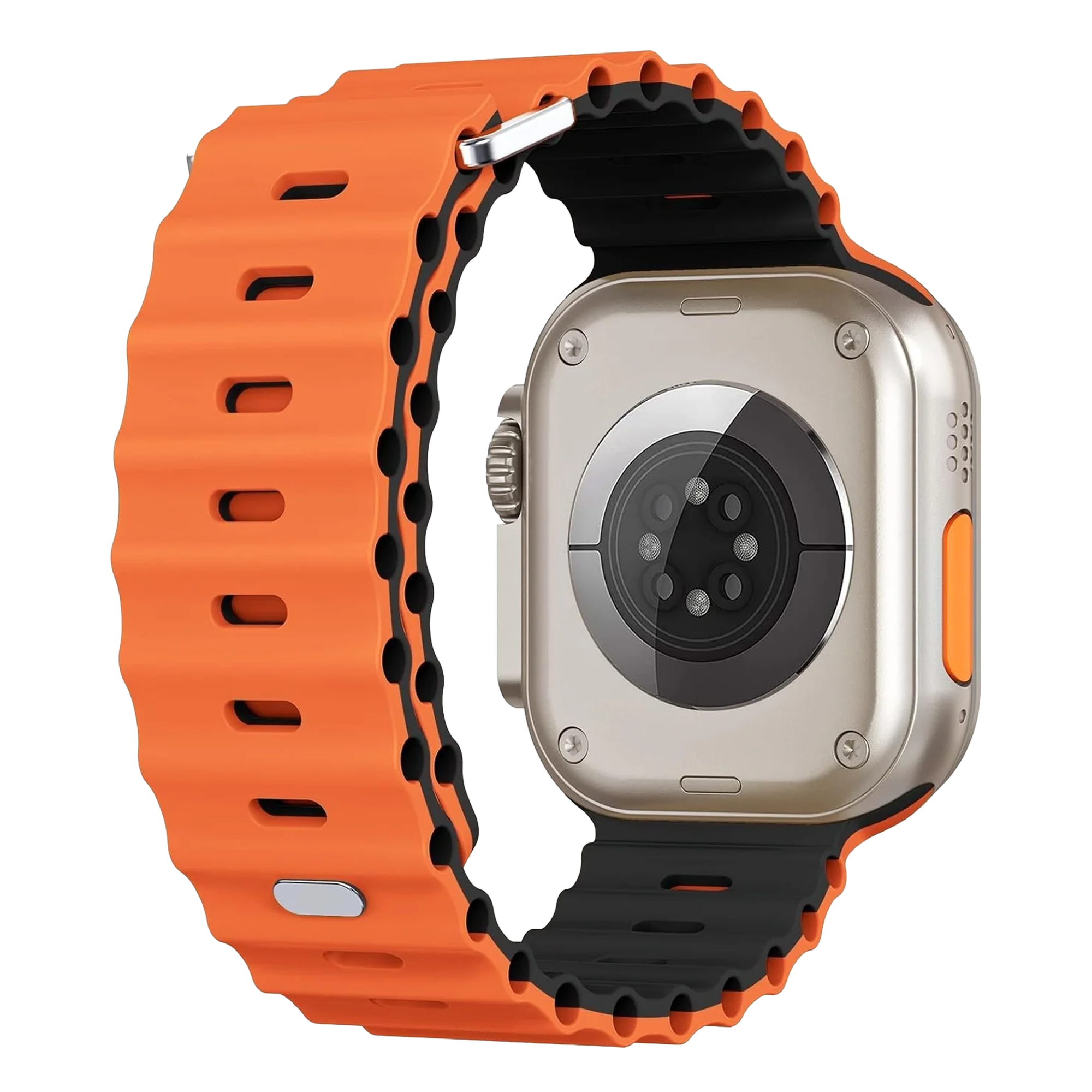 Apple Watch Ocean Band With Snap Closure In Orange And Black