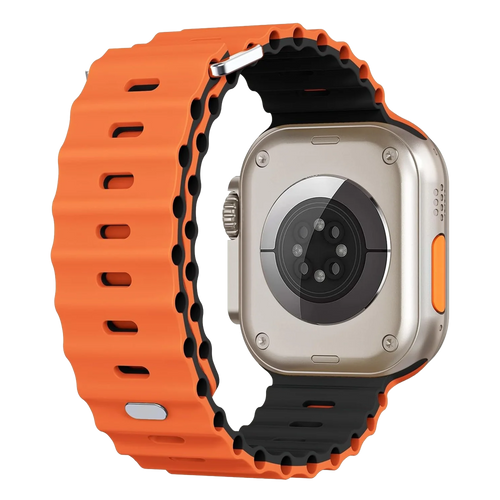 Apple Watch Ocean Band With Snap Closure In Orange And Black