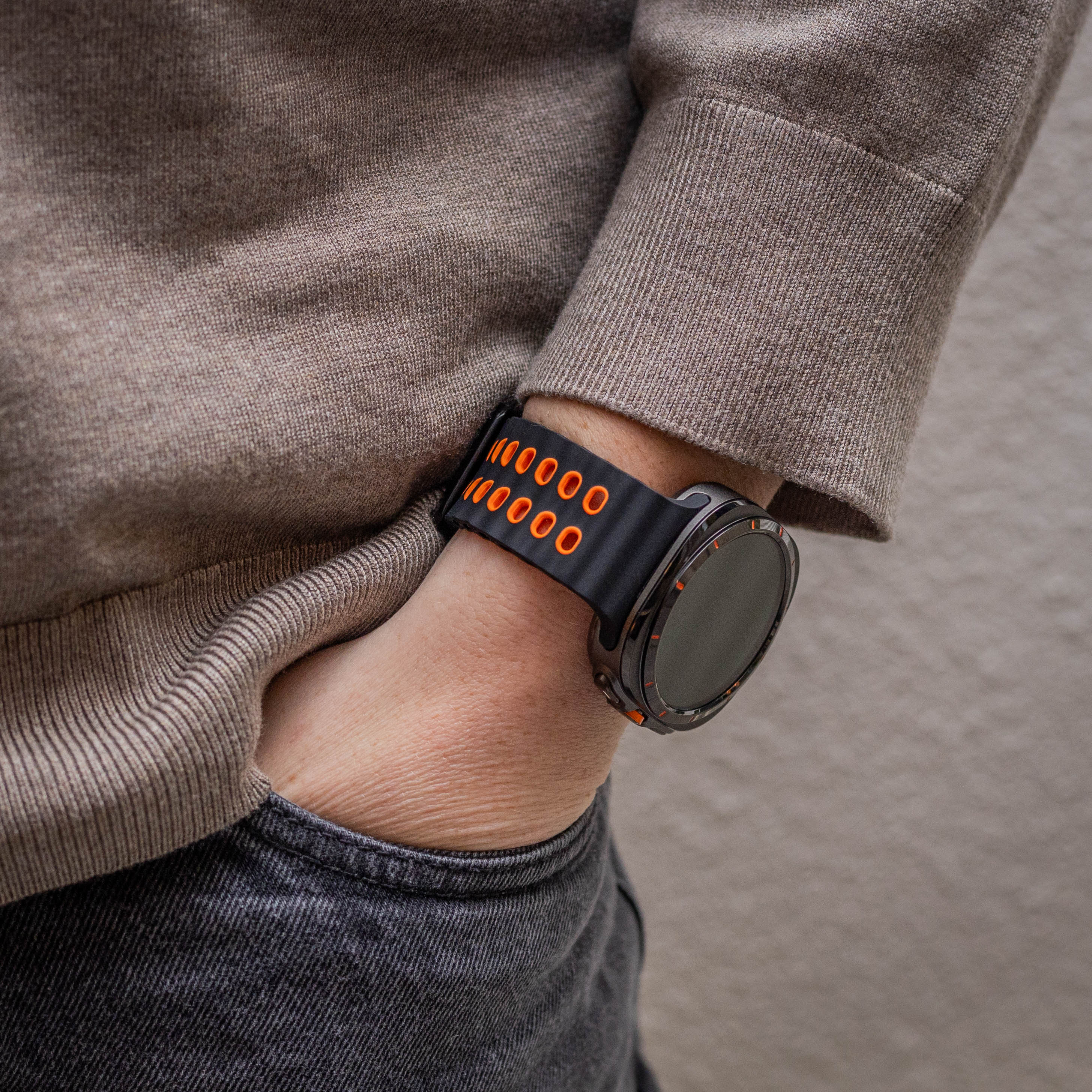 Samsung Galaxy Watch Ultra Wave Silicone Band Orange And Black