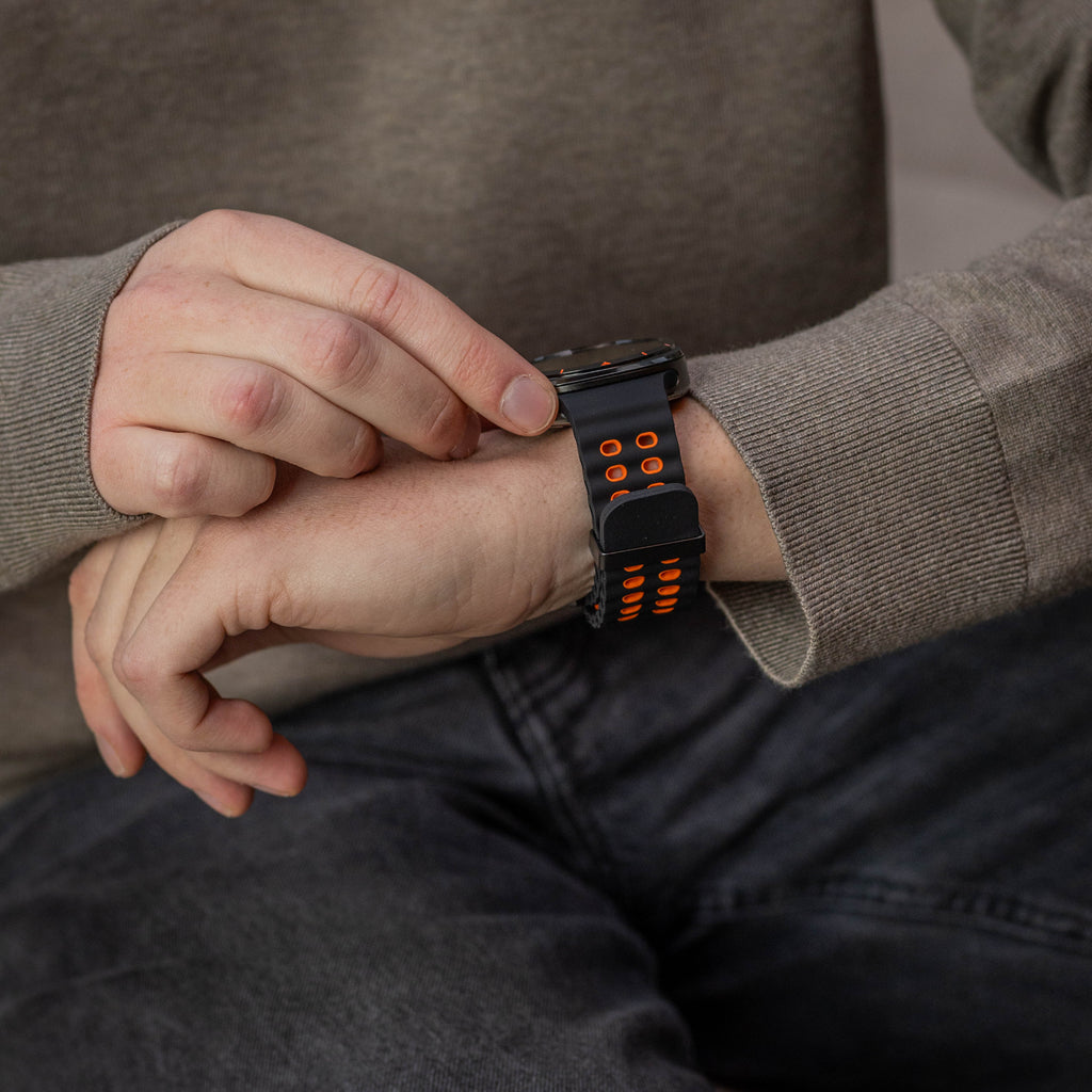 Samsung Galaxy Watch Ultra Wave Silicone Band Orange And Black