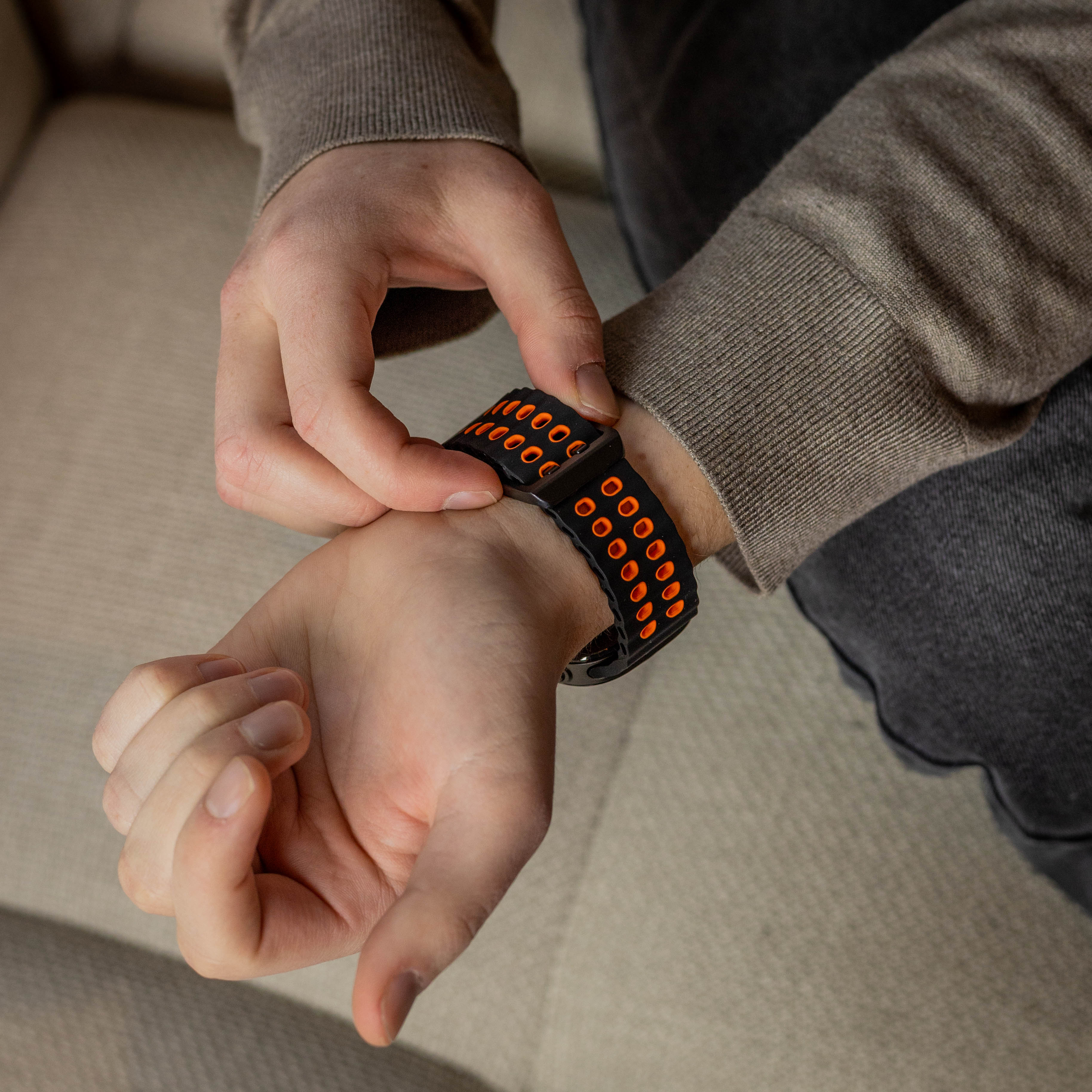 Samsung Galaxy Watch Ultra Wave Silicone Band Orange And Black