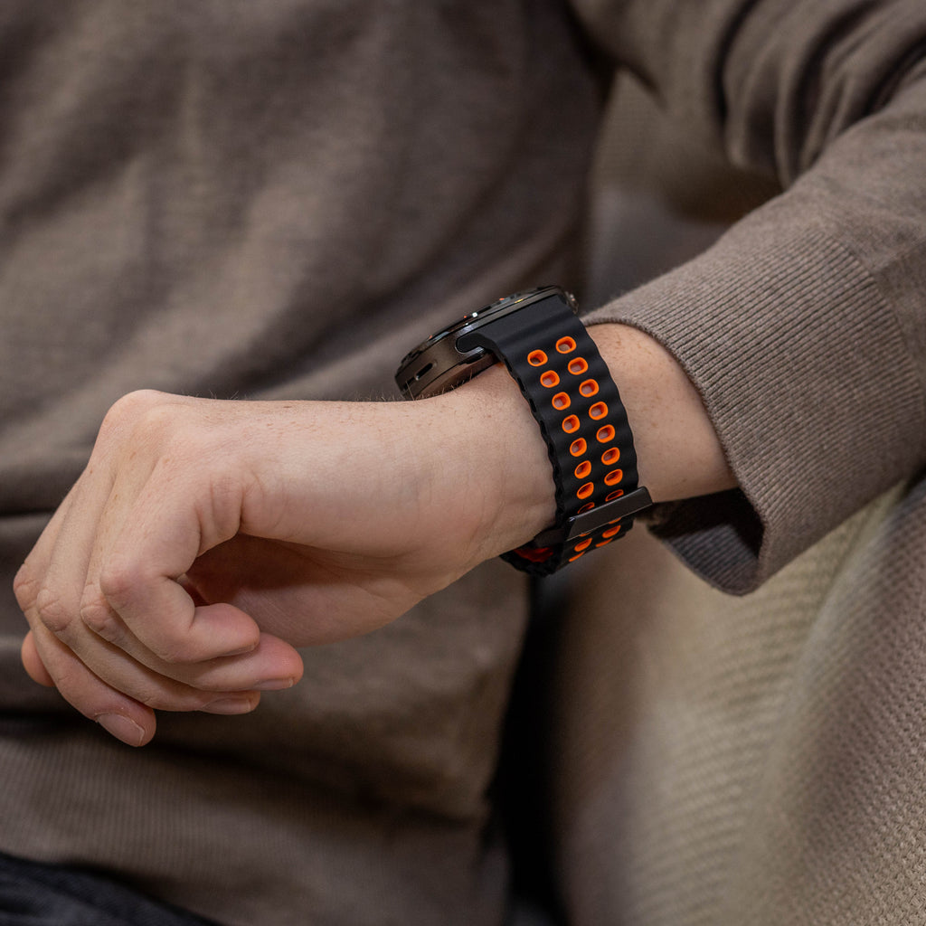 Samsung Galaxy Watch Ultra Wave Silicone Band Orange And Black