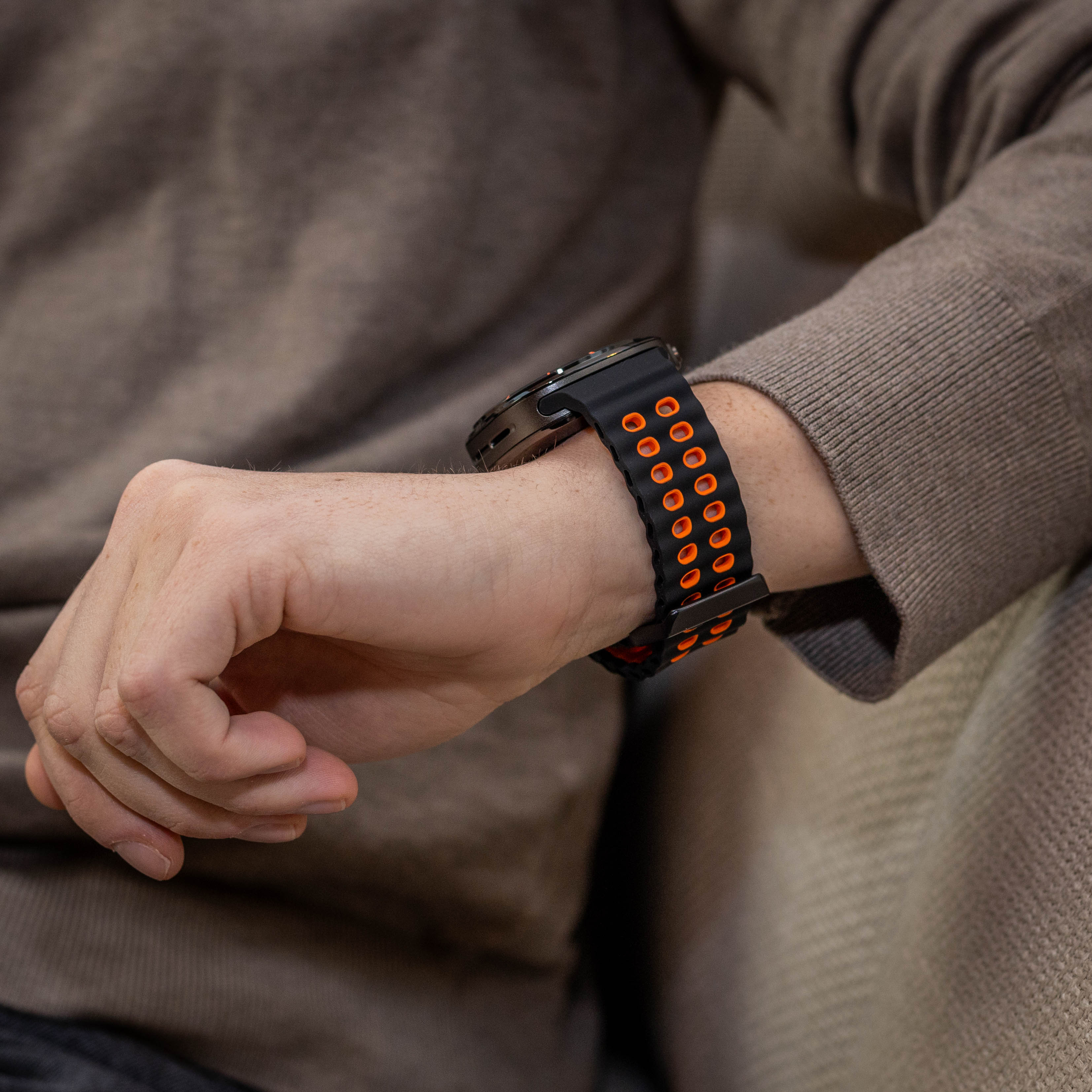 Samsung Galaxy Watch Ultra Wave Silicone Band Orange And Black