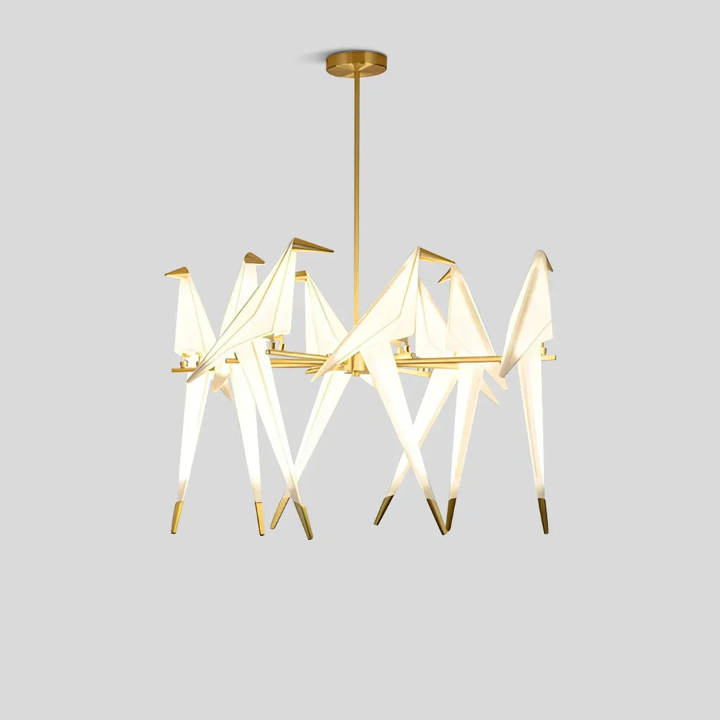 Elegant Dining Room Chandelier With Paper Crane Birds