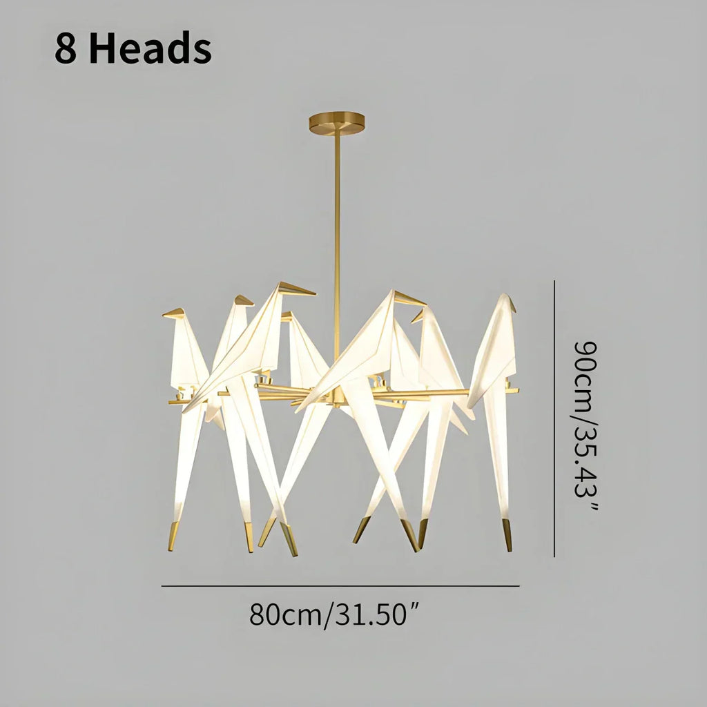 Elegant Dining Room Chandelier With Paper Crane Birds