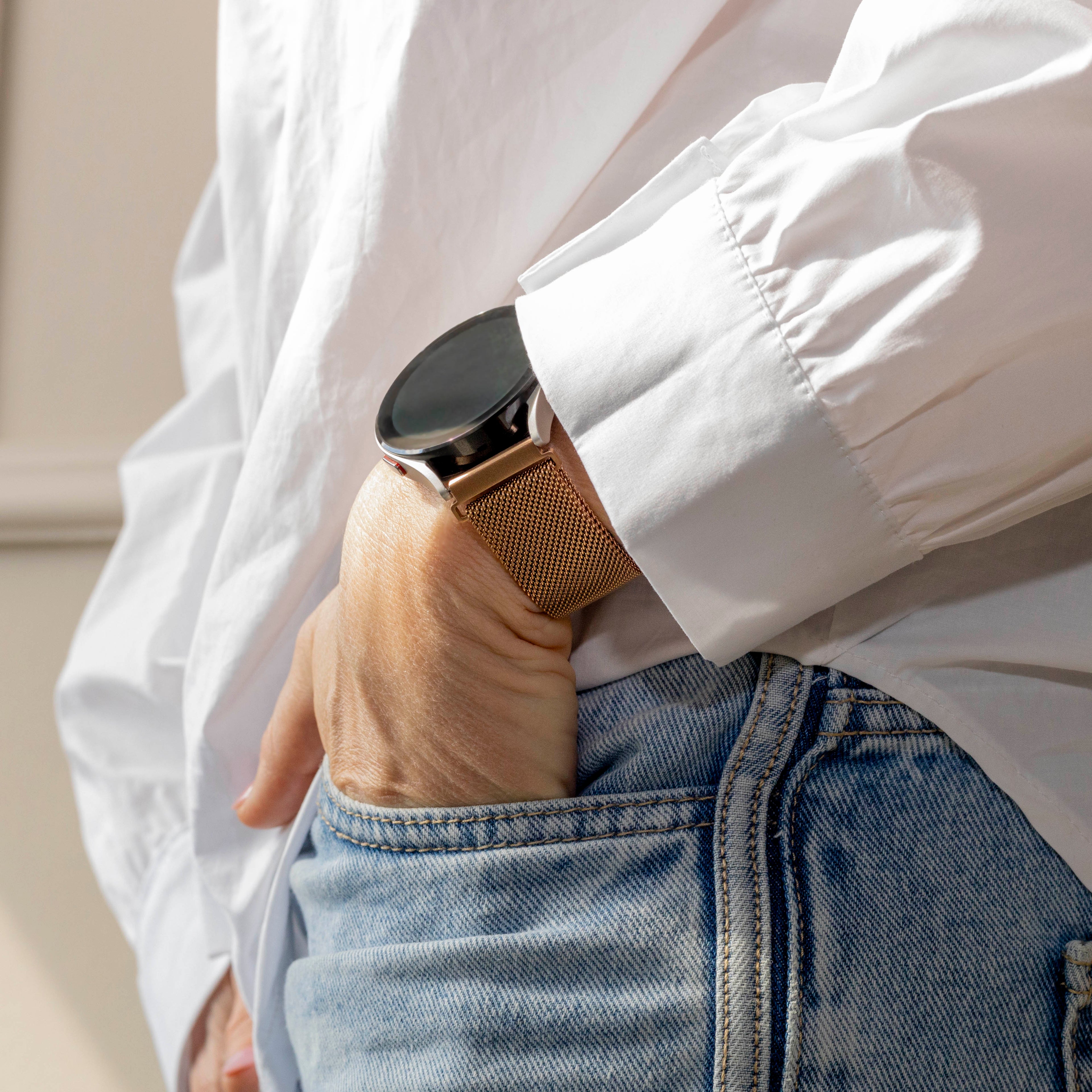 20mm Milanese Rose Gold Watch Strap With Quick Release