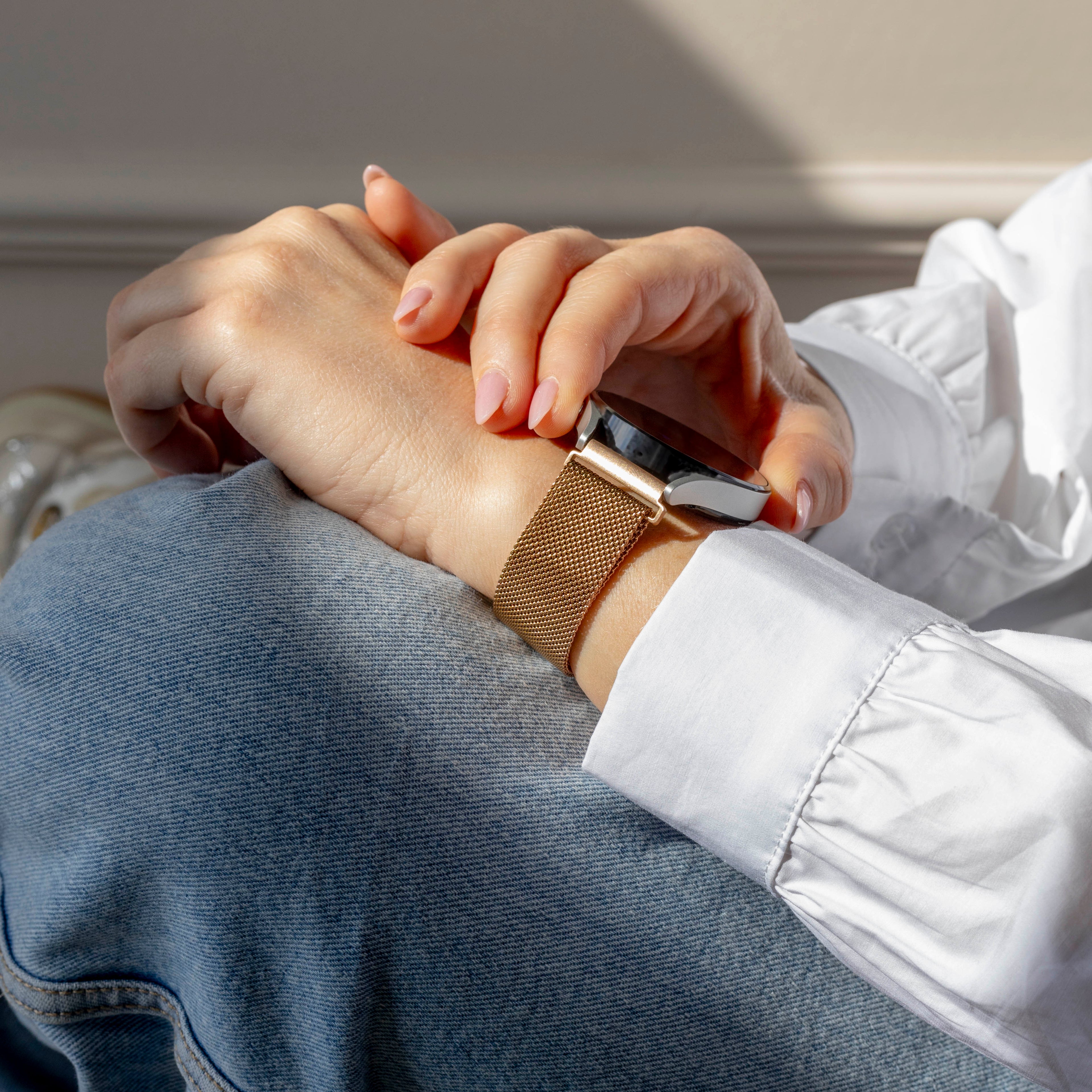 Milanese Rose Gold Band For Polar Ignite 2 Smartwatch