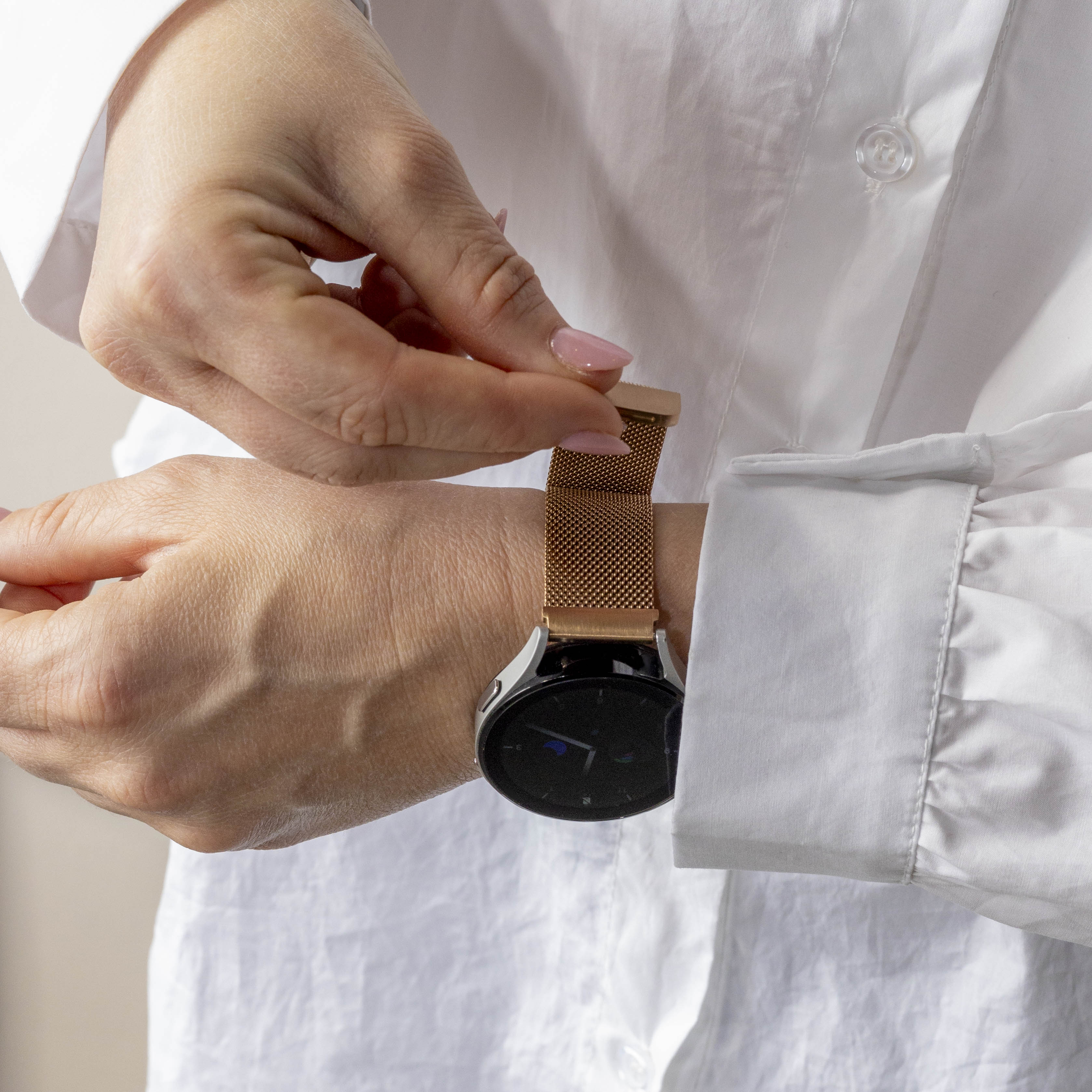 Milanese Rose Gold Band For Polar Ignite 2 Smartwatch