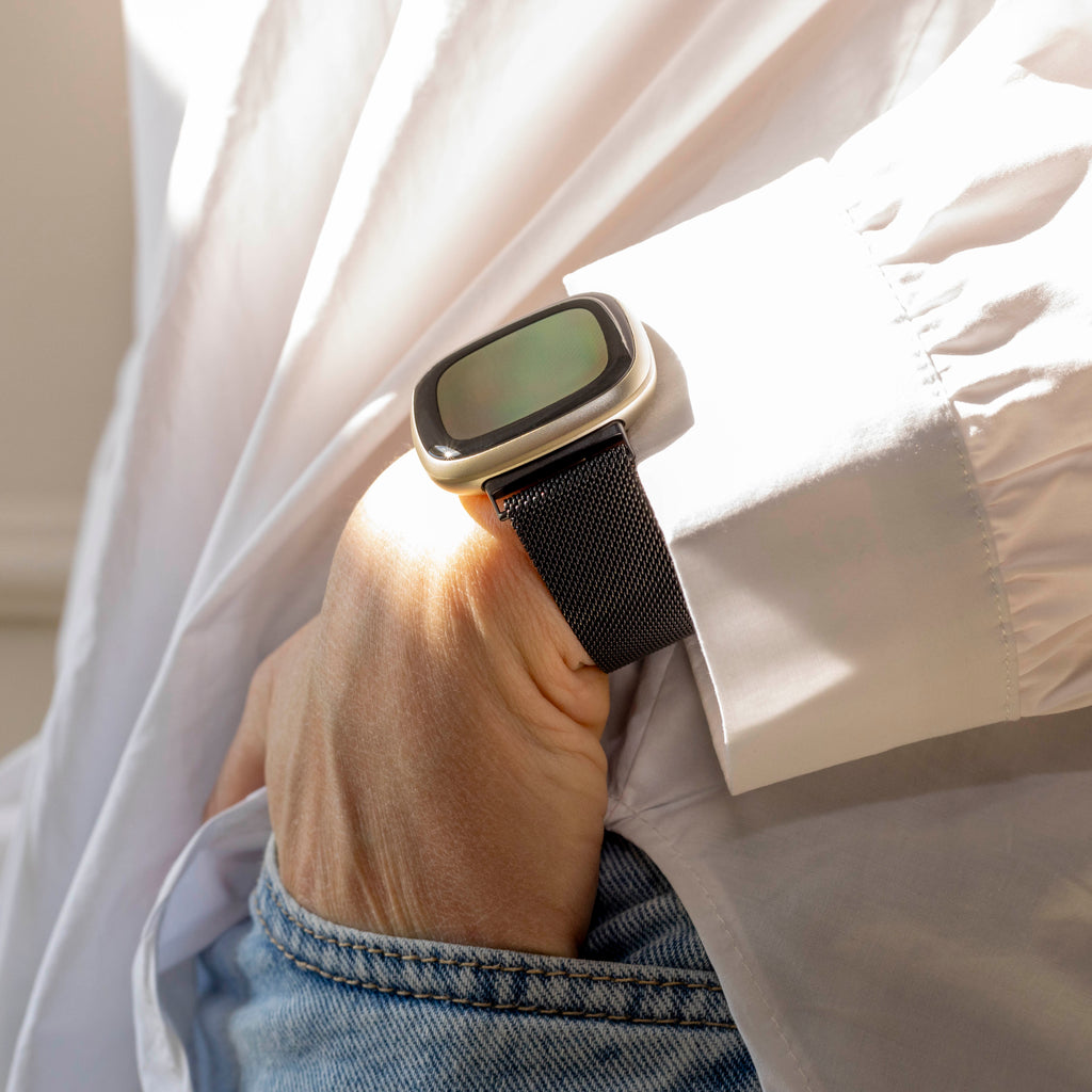 Premium Black Milanese Wrist Strap For Fitbit Versa 4