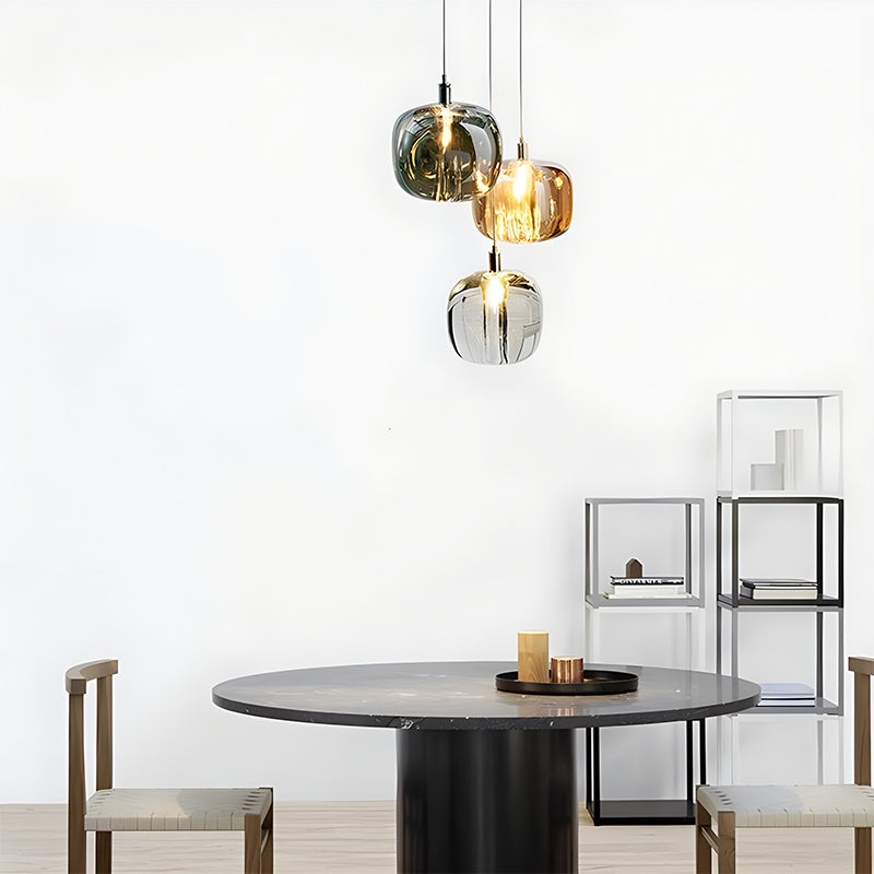 Multicolor Glass Pendant Light Fixture With Layered Lighting