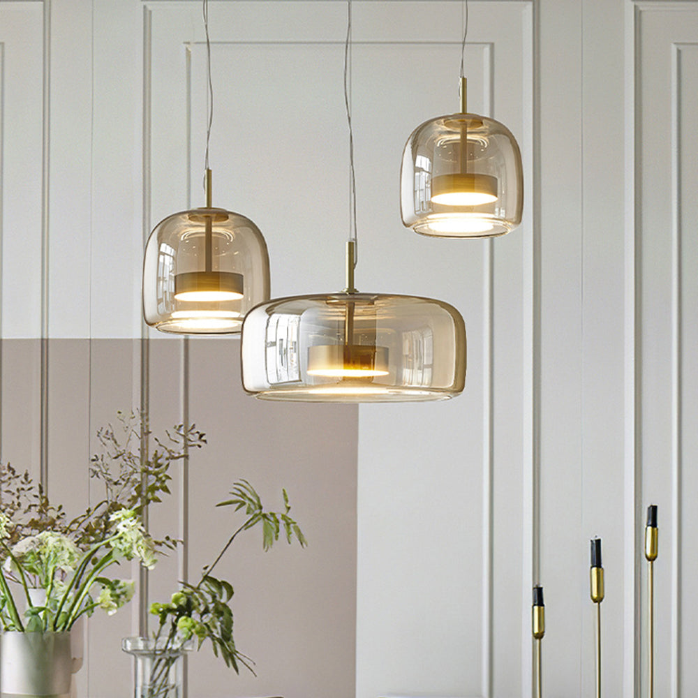 Lunara Vintage Style Pendant Light For Living Rooms In Warm Amber Tone