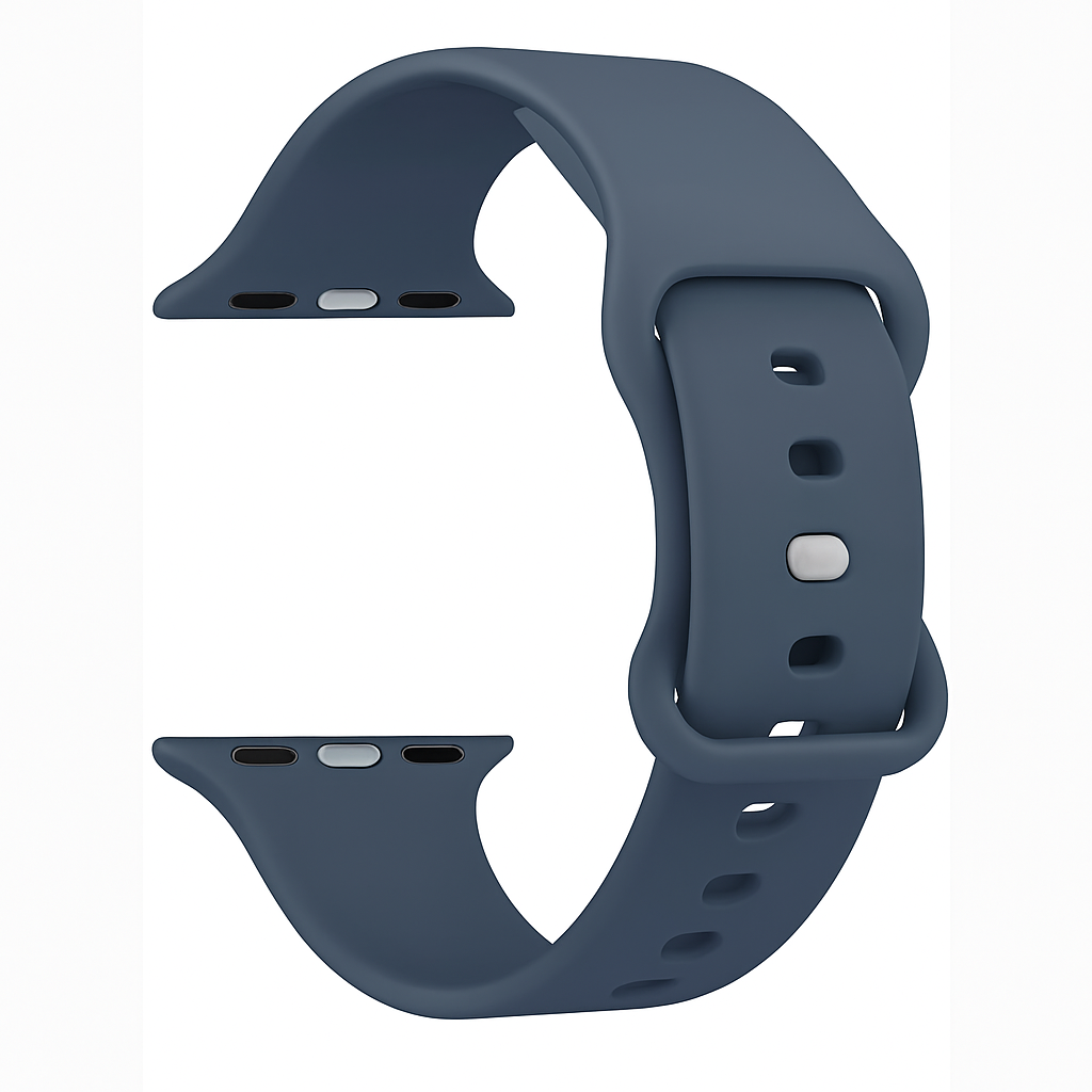 Grey Blue Silicone Strap For Apple Watch With Classic Style