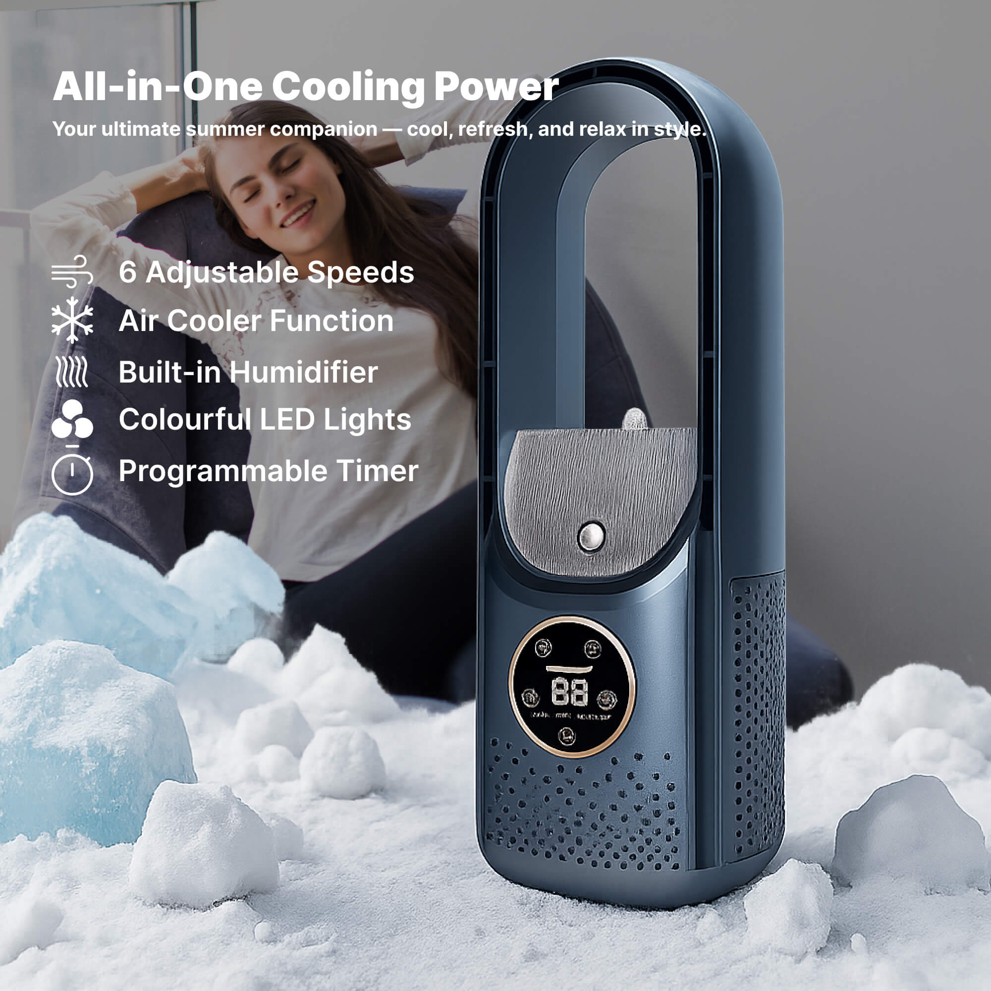 Bladeless Portable Air Conditioner | Ultra-Quiet, Ergonomic Design & Ideal for Home and Office Use | ormexis