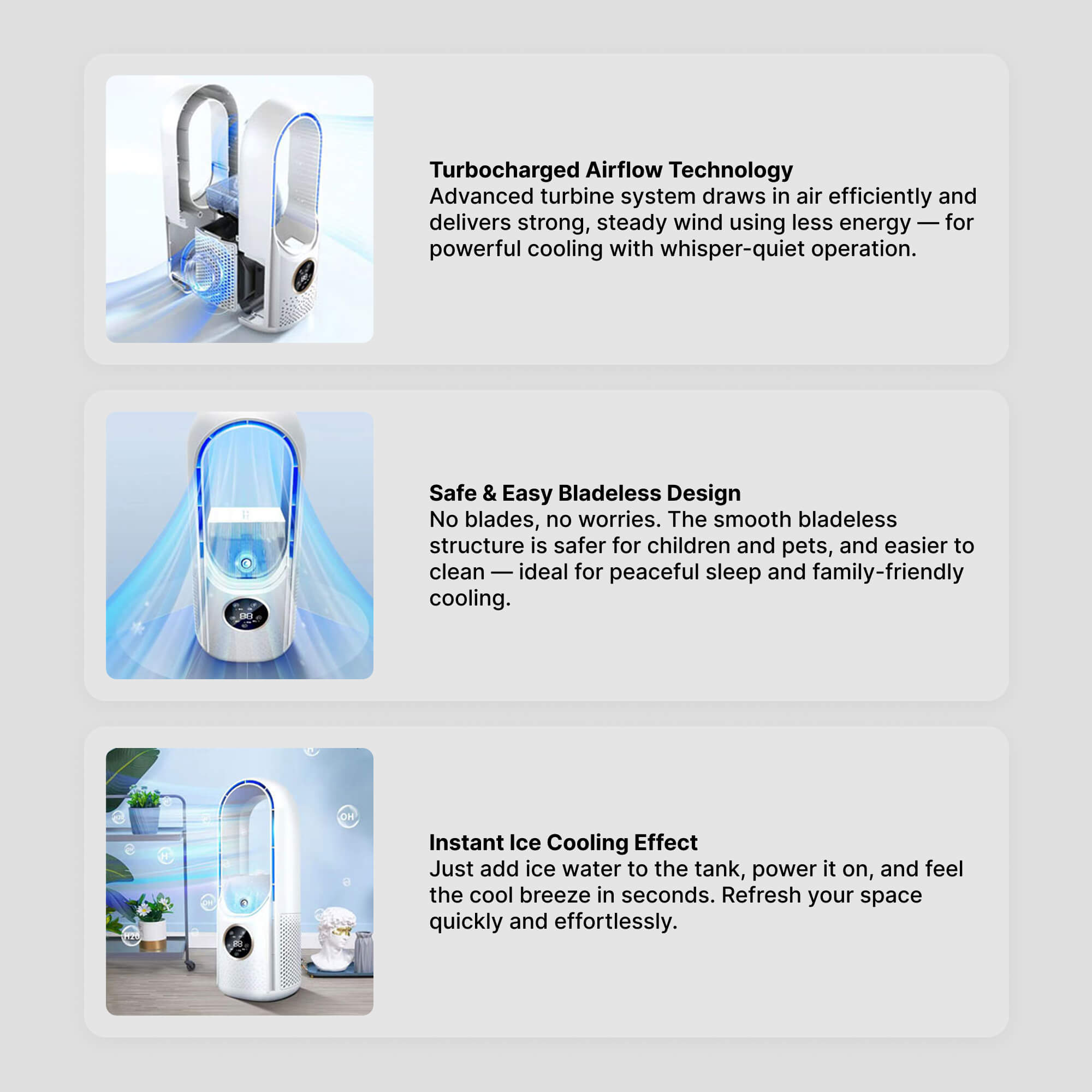 Bladeless Portable Air Conditioner | Ultra-Quiet, Ergonomic Design & Ideal for Home and Office Use | ormexis