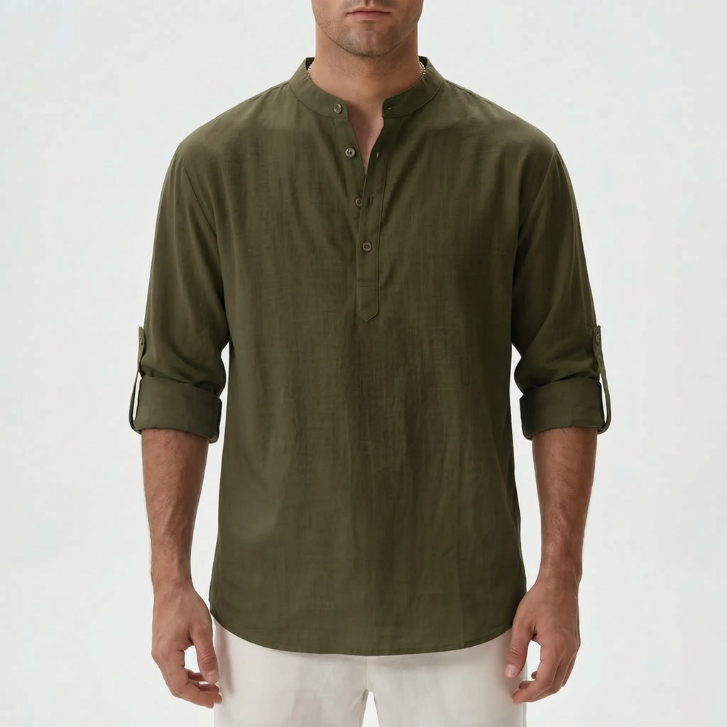 Men's Casual Long-Sleeve Henley Shirt -  Casual Everyday Wear - Ormexis