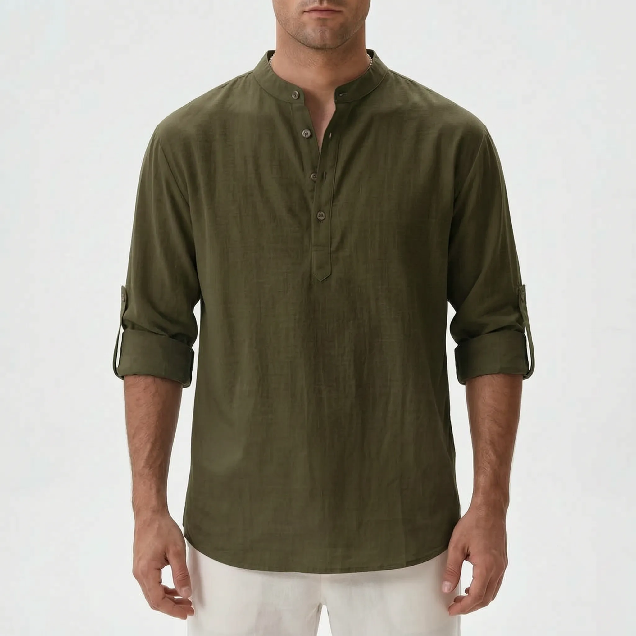 Men's Casual Long-Sleeve Henley Shirt -  Casual Everyday Wear - Ormexis