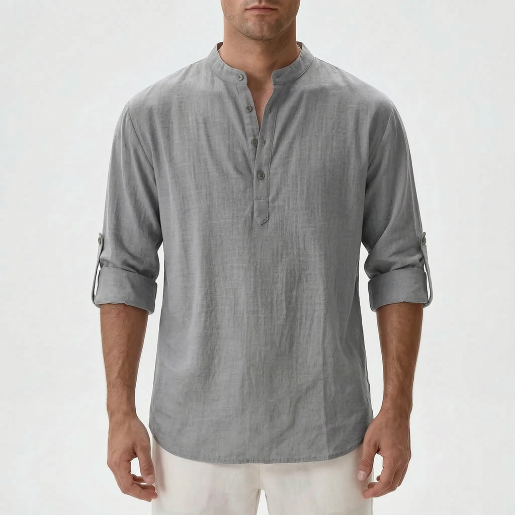 Men's Casual Long-Sleeve Henley Shirt -  Casual Everyday Wear - Ormexis