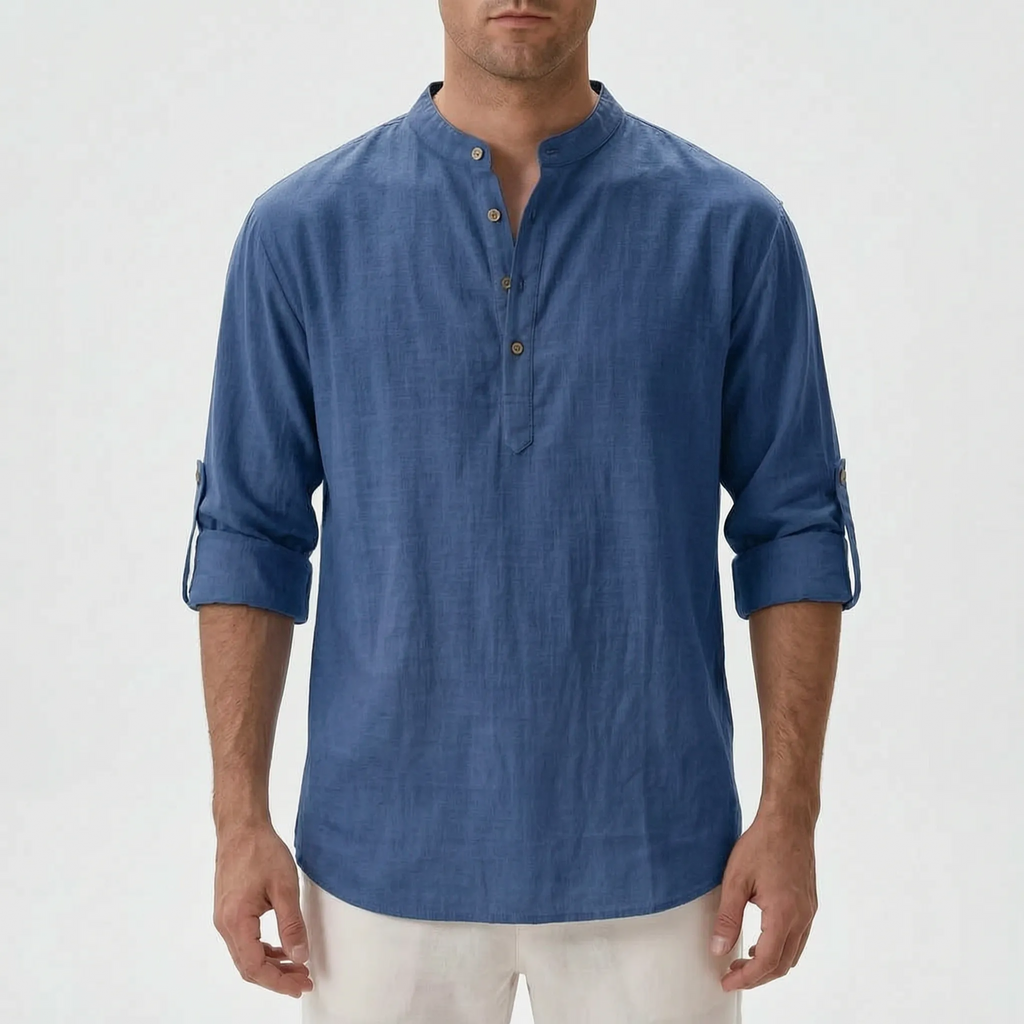 Men's Casual Long-Sleeve Henley Shirt -  Casual Everyday Wear - Ormexis