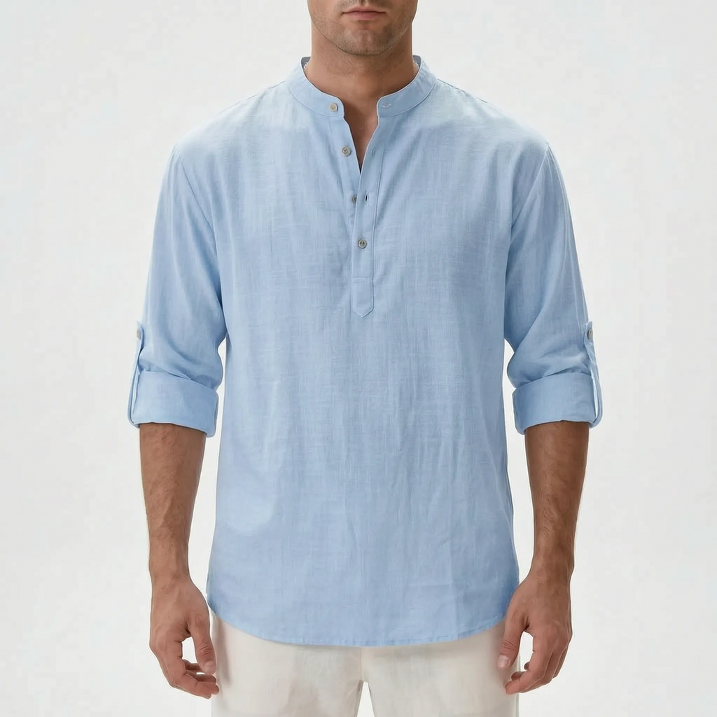 Men's Casual Long-Sleeve Henley Shirt -  Casual Everyday Wear - Ormexis