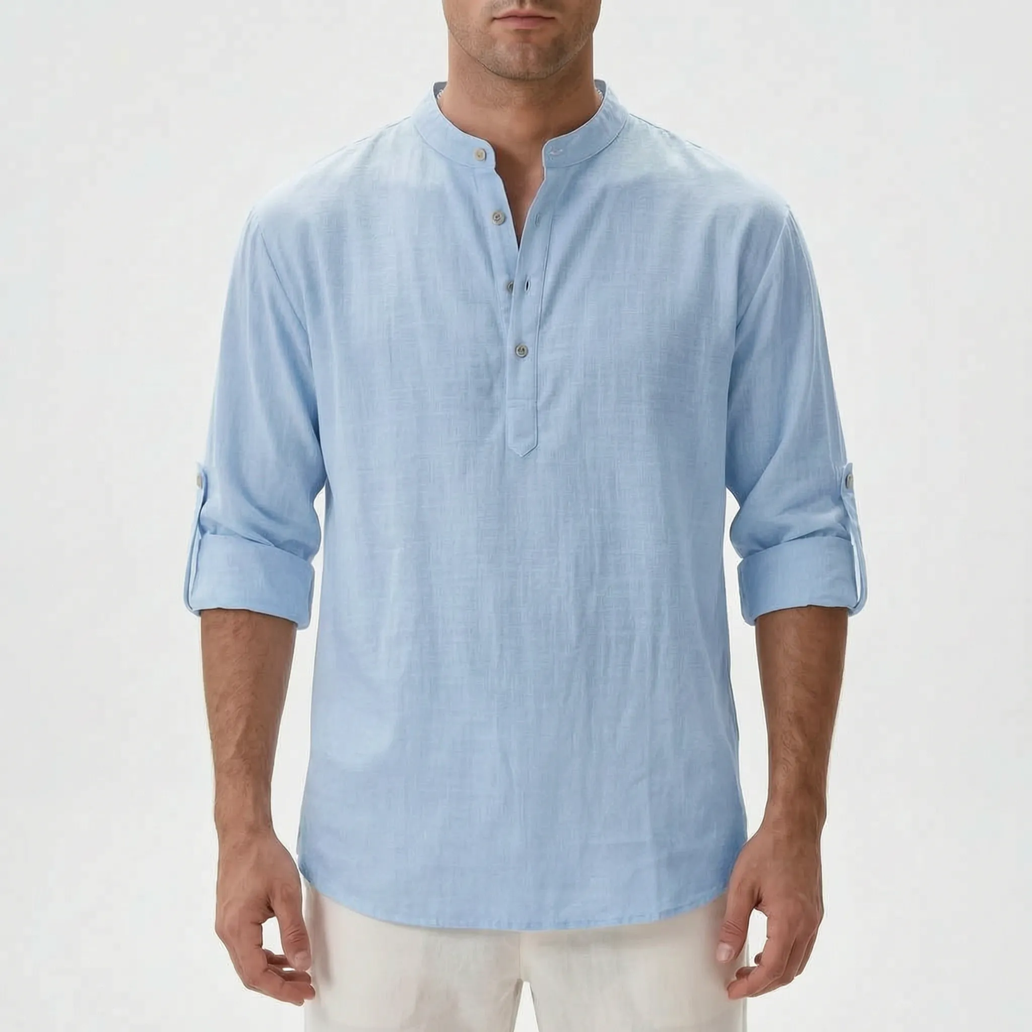 Men's Casual Long-Sleeve Henley Shirt -  Casual Everyday Wear - Ormexis