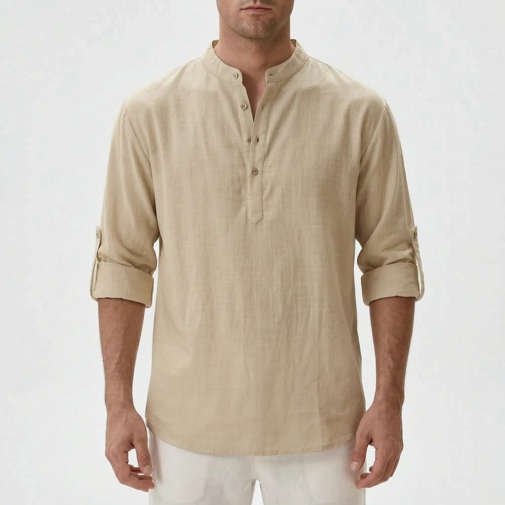Men's Casual Long-Sleeve Henley Shirt -  Casual Everyday Wear - Ormexis