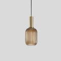 Nordic Glass Pendant Light With Striped Shade Design