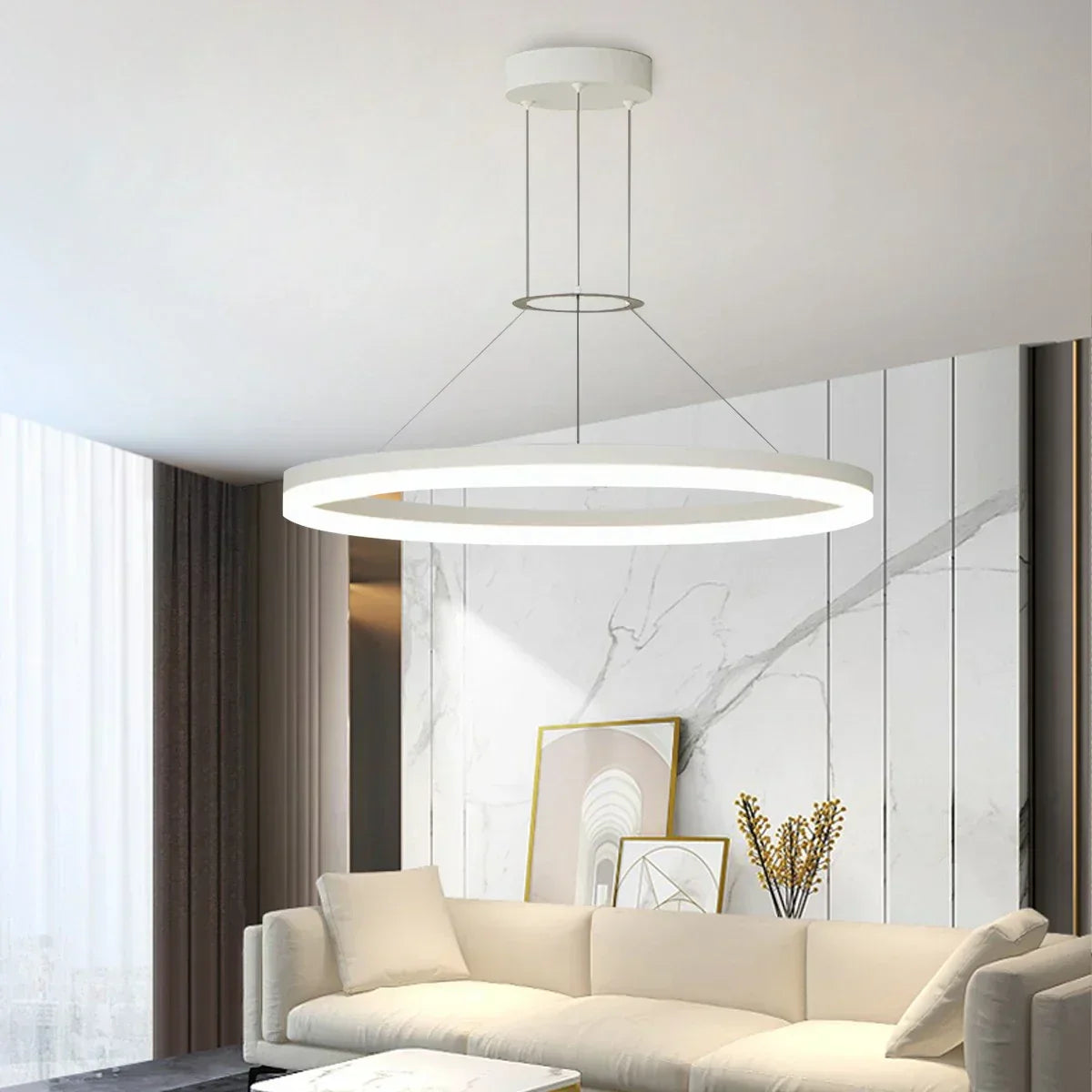Round Pendant Light For Living Rooms And Kitchens With LED