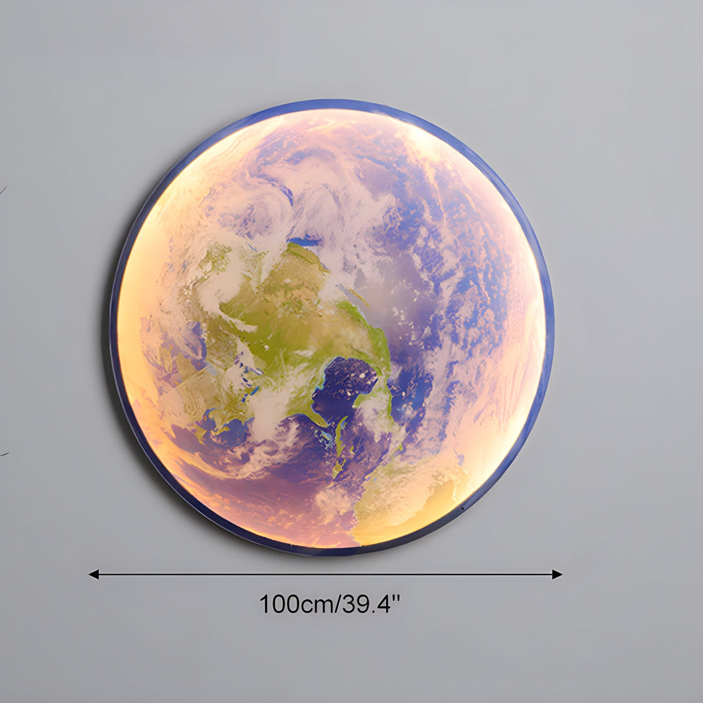 Celestial Moon and Earth Mural Wall Light With Soft LED Glow