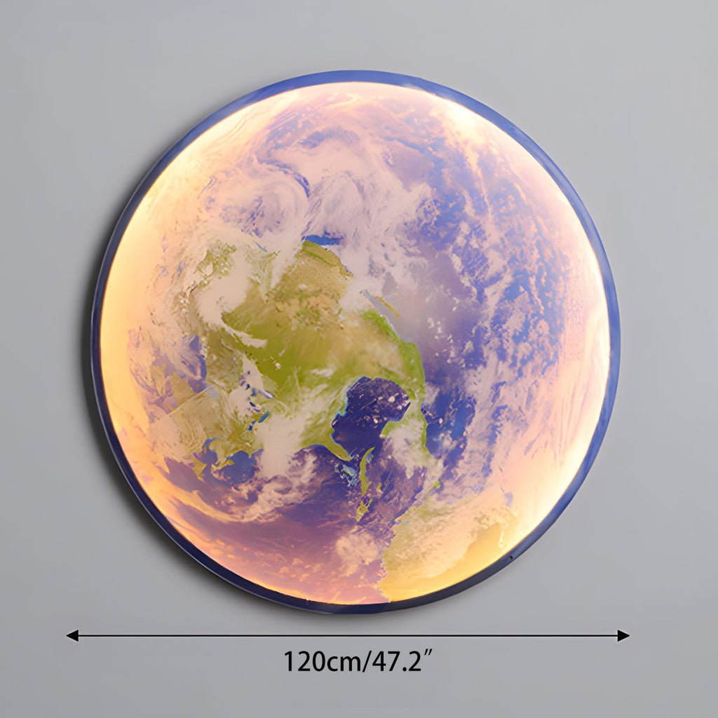 Celestial Moon and Earth Mural Wall Light With Soft LED Glow