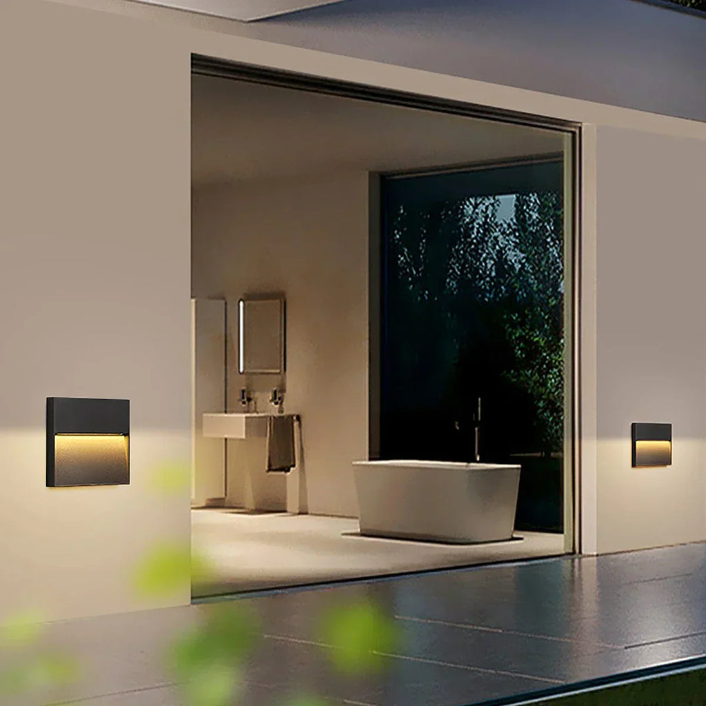 Outdoor Wall Light With Round Or Square Shape Waterproof Exterior Fixture