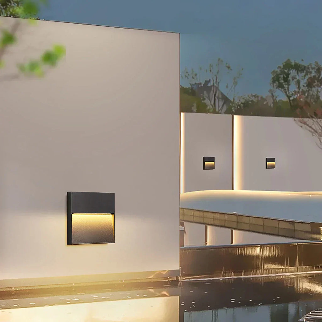 Outdoor Wall Light With Round Or Square Shape Waterproof Exterior Fixture