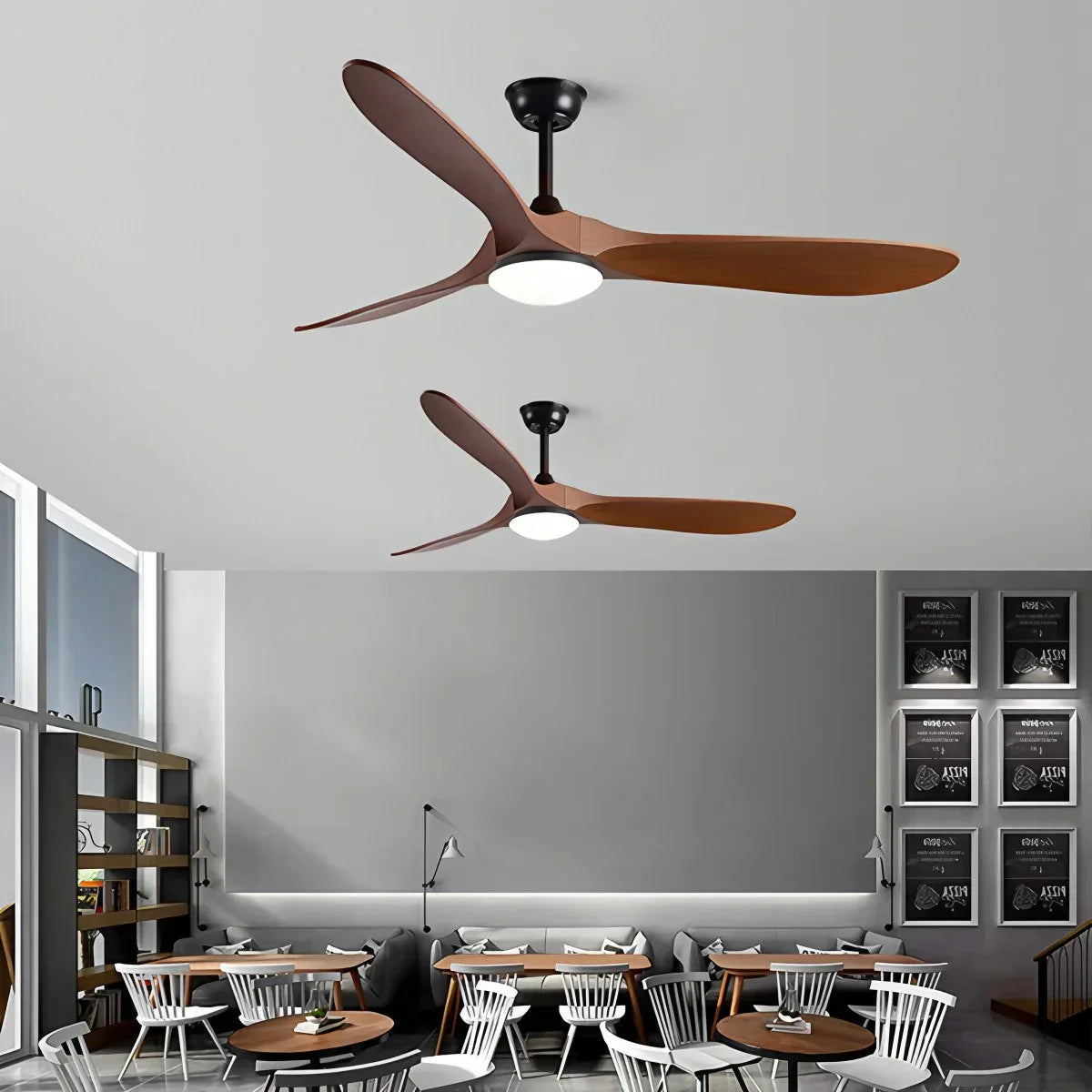 Three Solid Wood Blades Nordic Ceiling Fan With Light