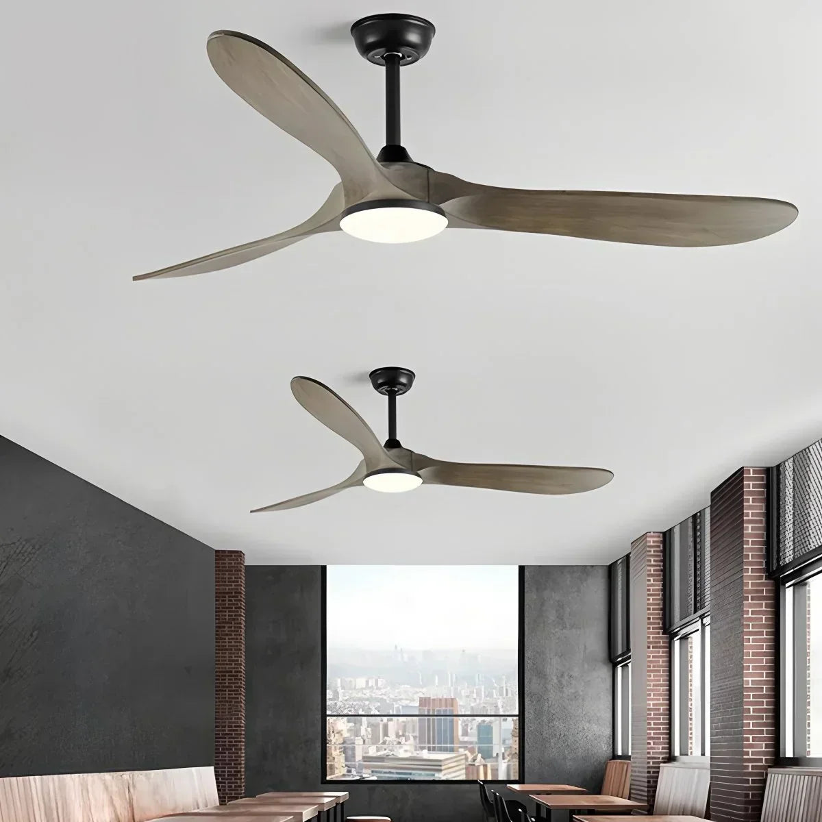 Three Solid Wood Blades Nordic Ceiling Fan With Light