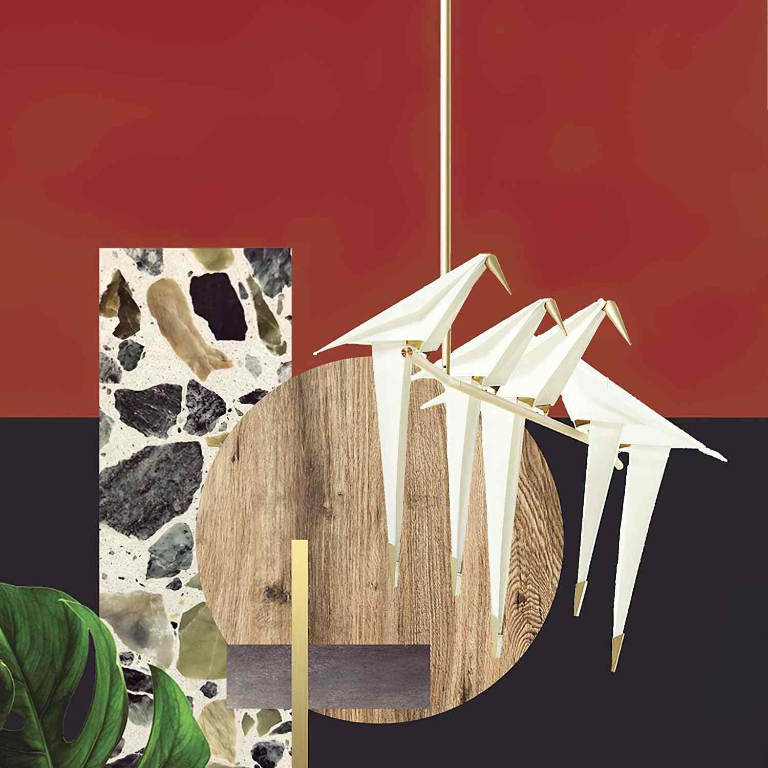 Elegant Dining Room Chandelier With Paper Crane Birds
