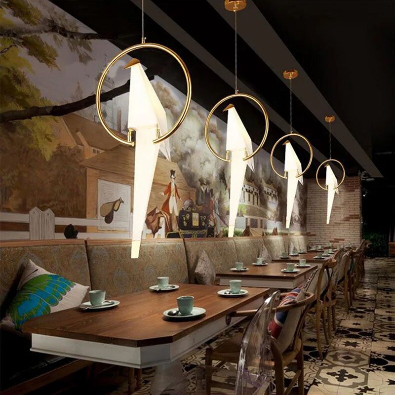 Elegant Dining Room Chandelier With Paper Crane Birds