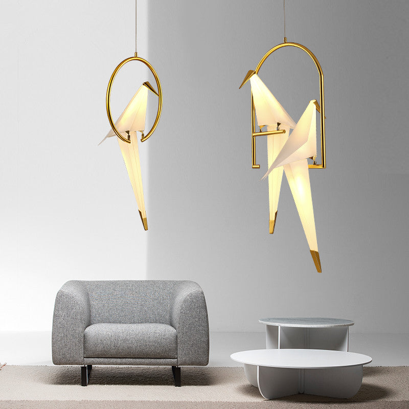 Elegant Dining Room Chandelier With Paper Crane Birds