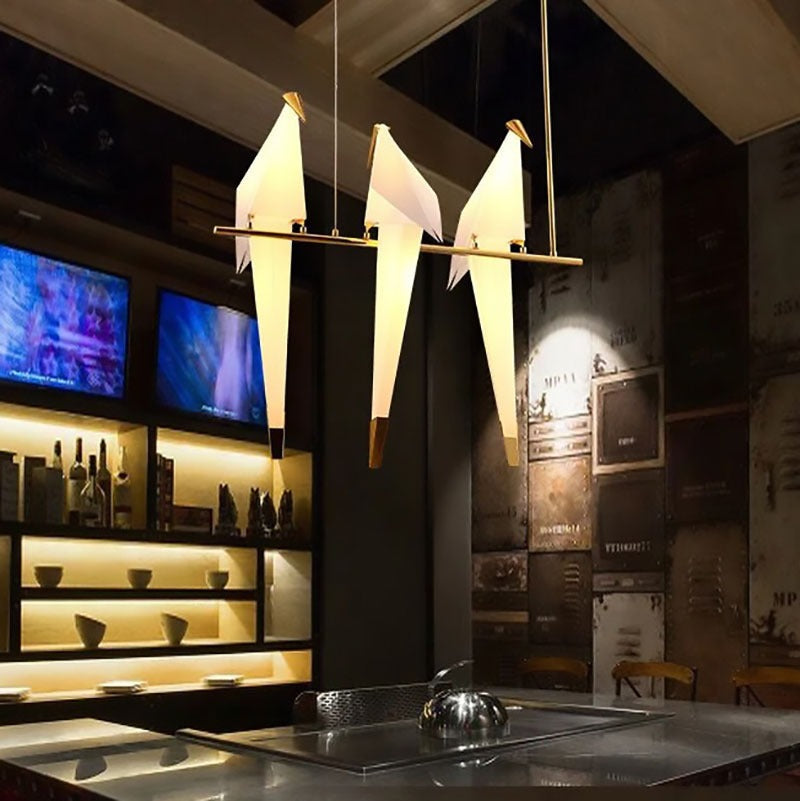 Elegant Dining Room Chandelier With Paper Crane Birds