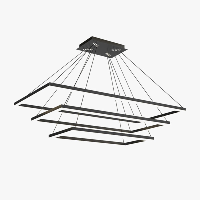 Modern Black Tiered Rectangular Chandelier For Contemporary Interiors