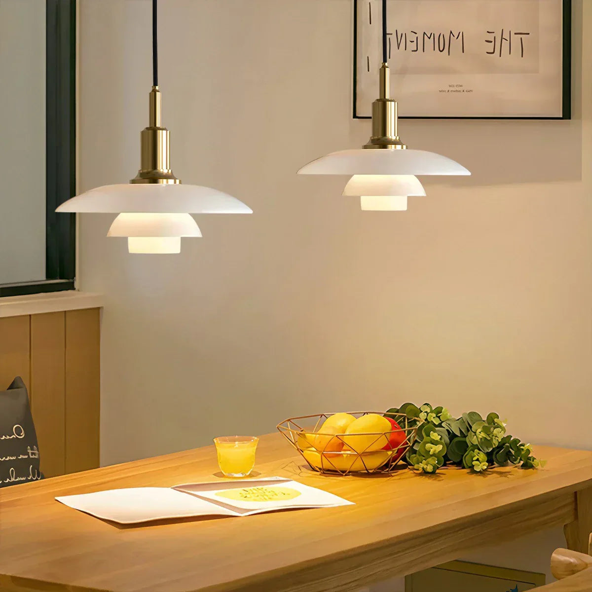 Danish Style Glass Pendant Light for Kitchen, Designer Ceiling Fixture