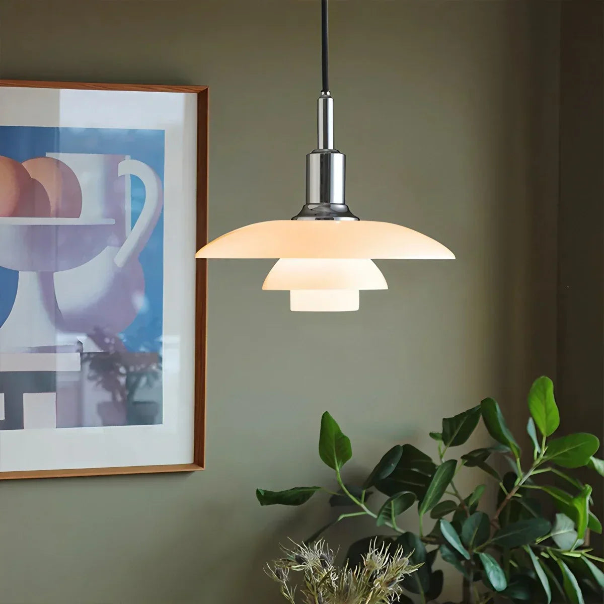 Danish Style Glass Pendant Light for Kitchen, Designer Ceiling Fixture