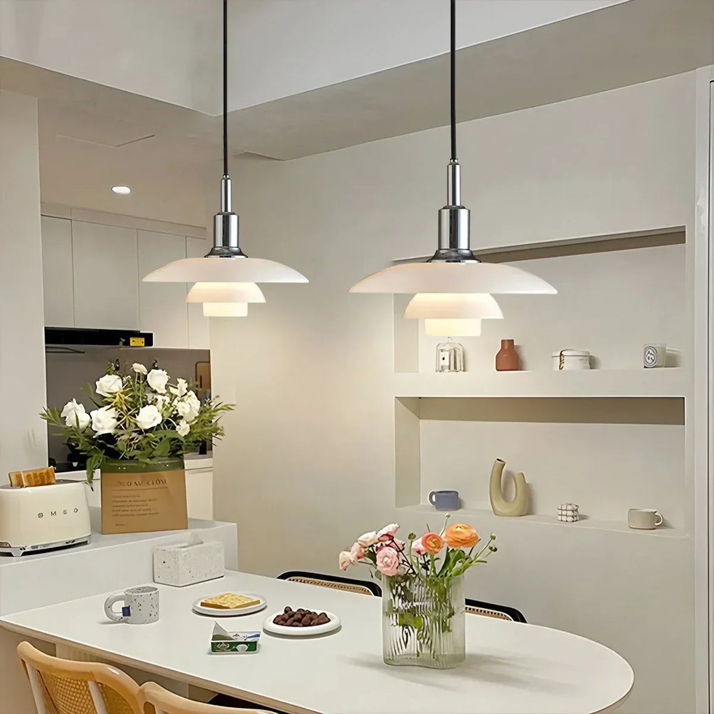 Danish Style Glass Pendant Light for Kitchen, Designer Ceiling Fixture