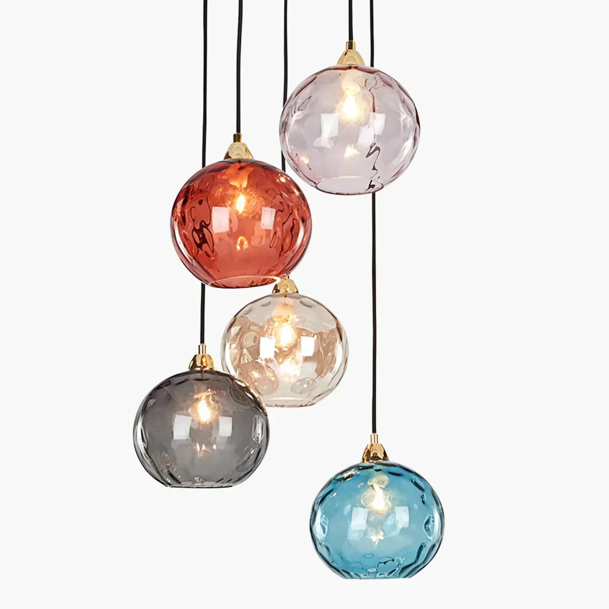 Vivid Glass Orb Pendant Light In Living Room Ceiling