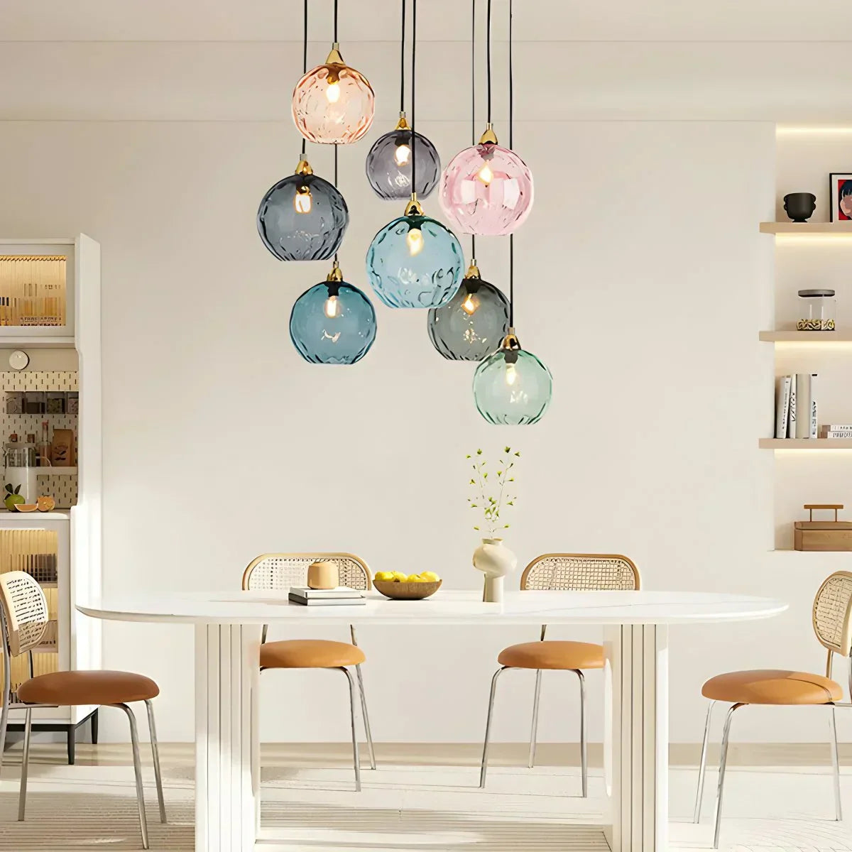 Vivid Glass Orb Pendant Light In Living Room Ceiling