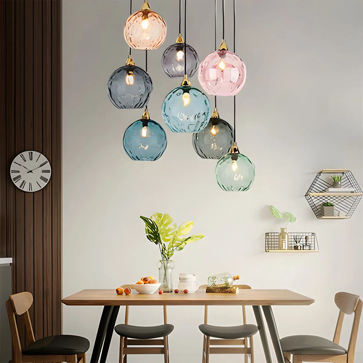 Vivid Glass Orb Pendant Light In Living Room Ceiling