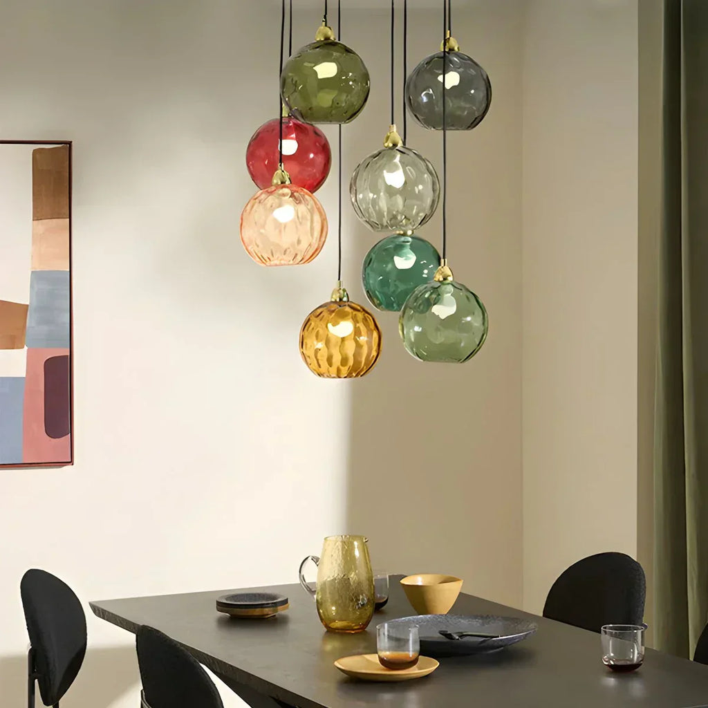 Vivid Glass Orb Pendant Light In Living Room Ceiling