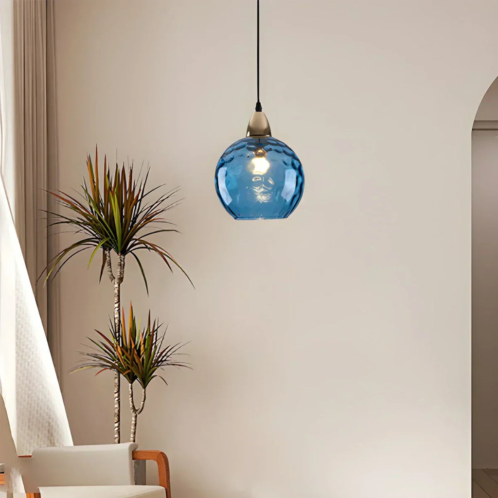 Vivid Glass Orb Pendant Light In Living Room Ceiling