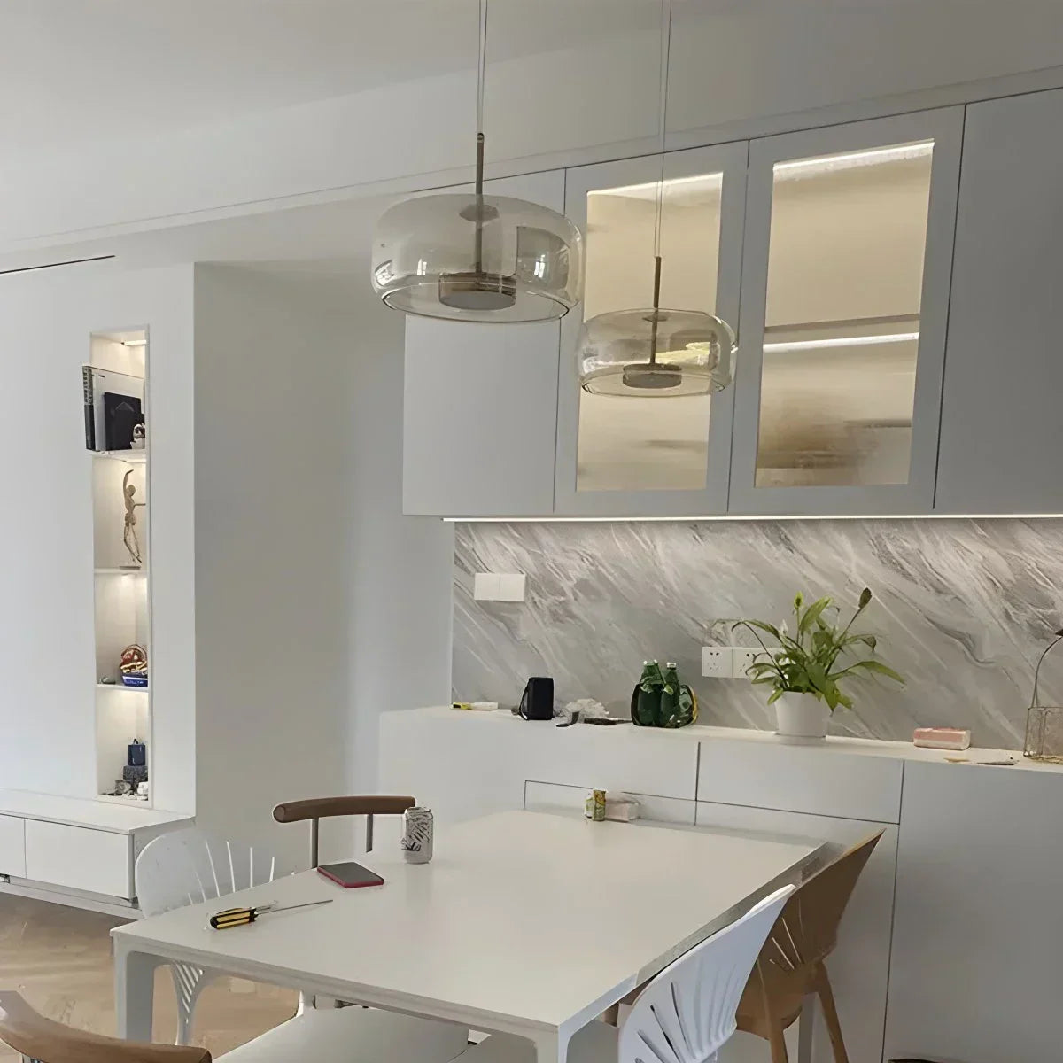 Morden Modern Glass Pendant Fixture For Dining Room